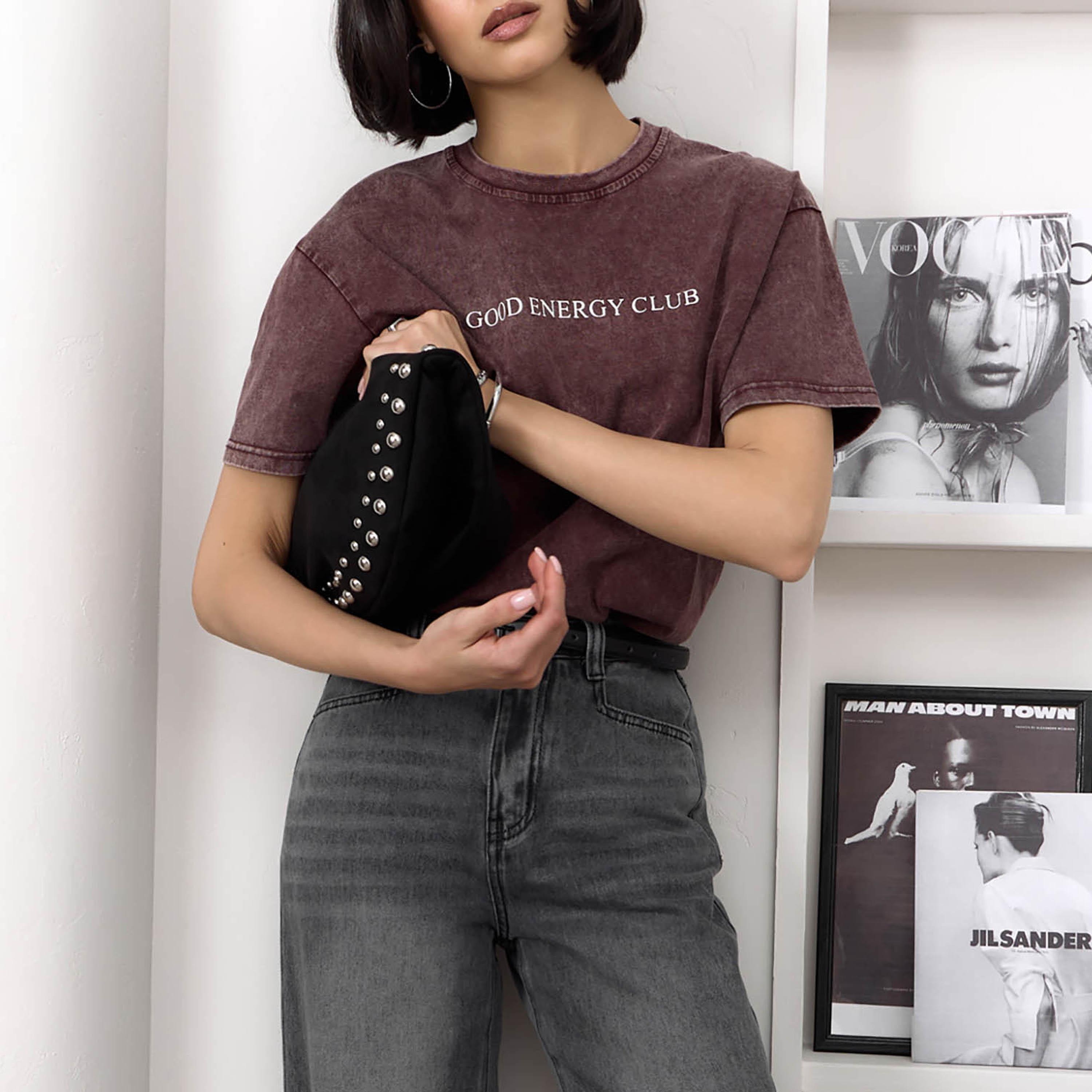 تيشيرت قطن مغسول (فينتاج) أحمر للنساء من ليتشي-women-clothing-tshirts-image-4