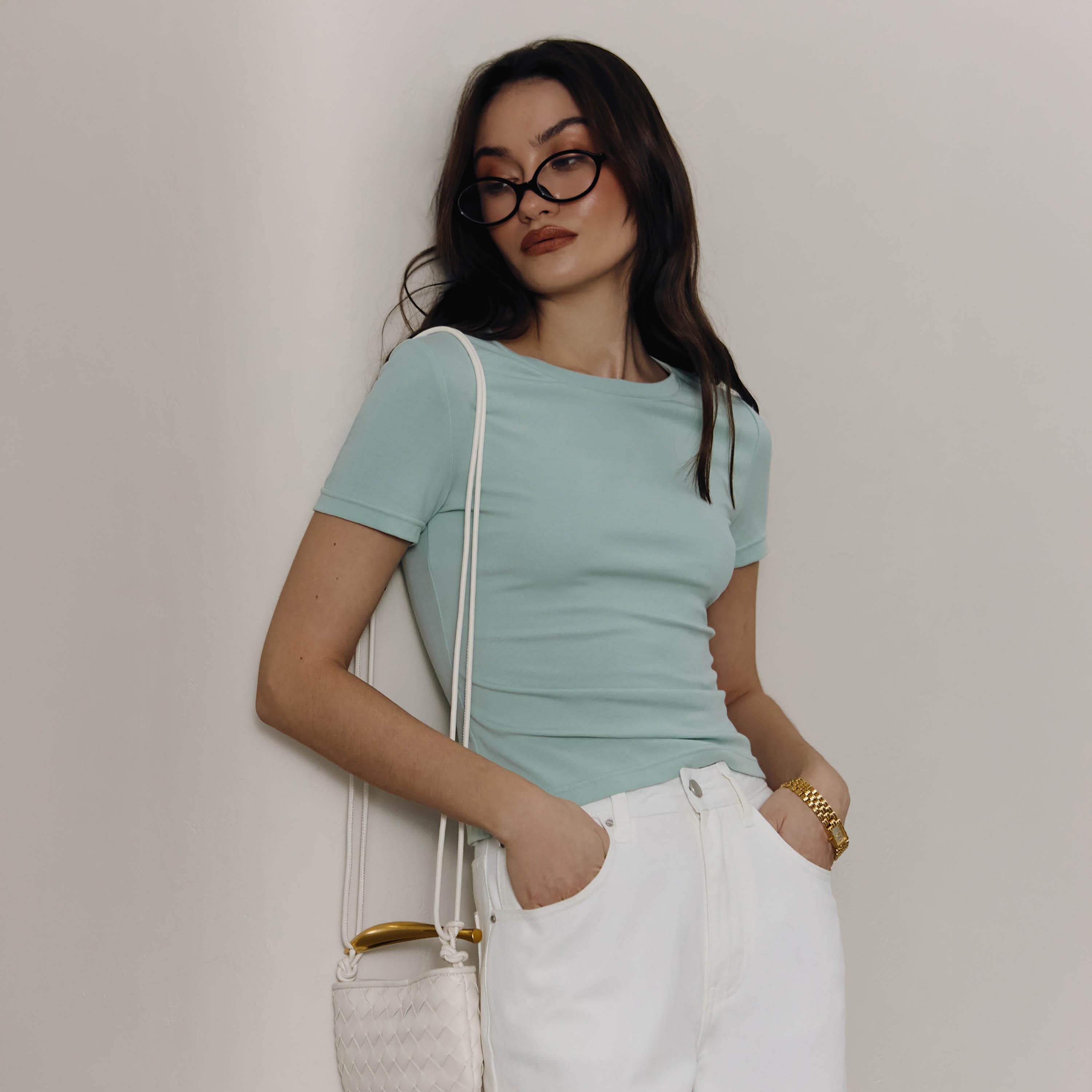 تيشيرت أخضر مينت للنساء من ليتشي-women-clothing-tshirts-image-1