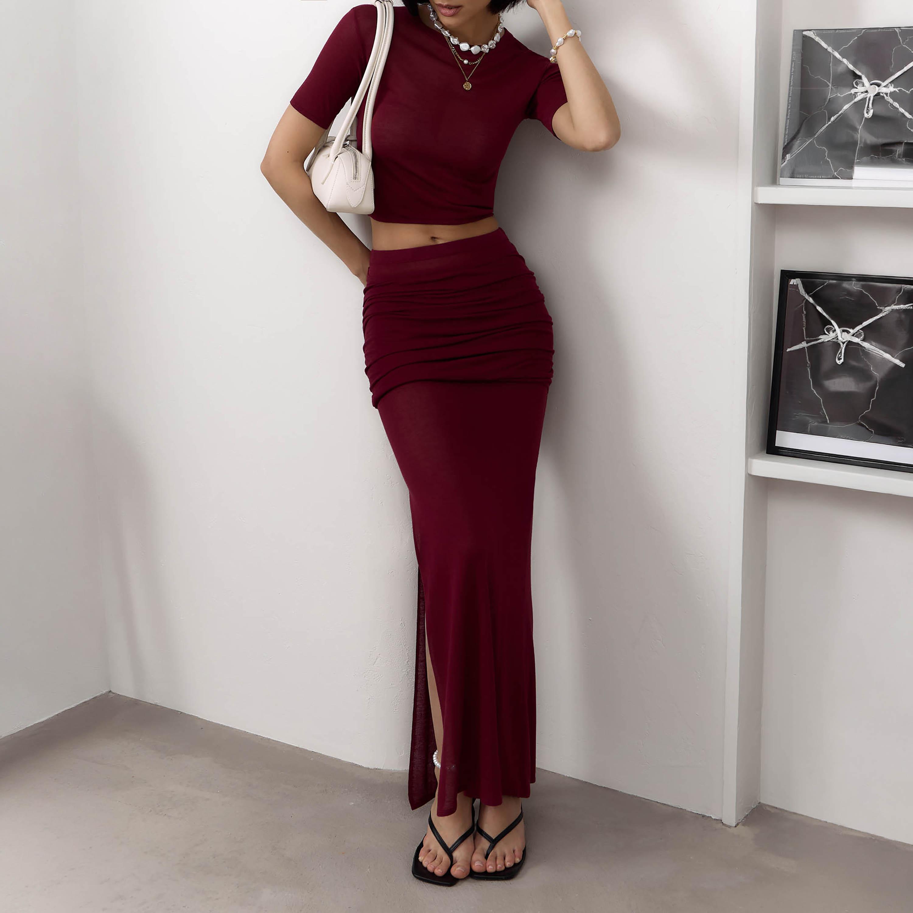 Lichi Maroon Jersey Women's Top-women-clothing-shirtsandblouses-blouses-image-2