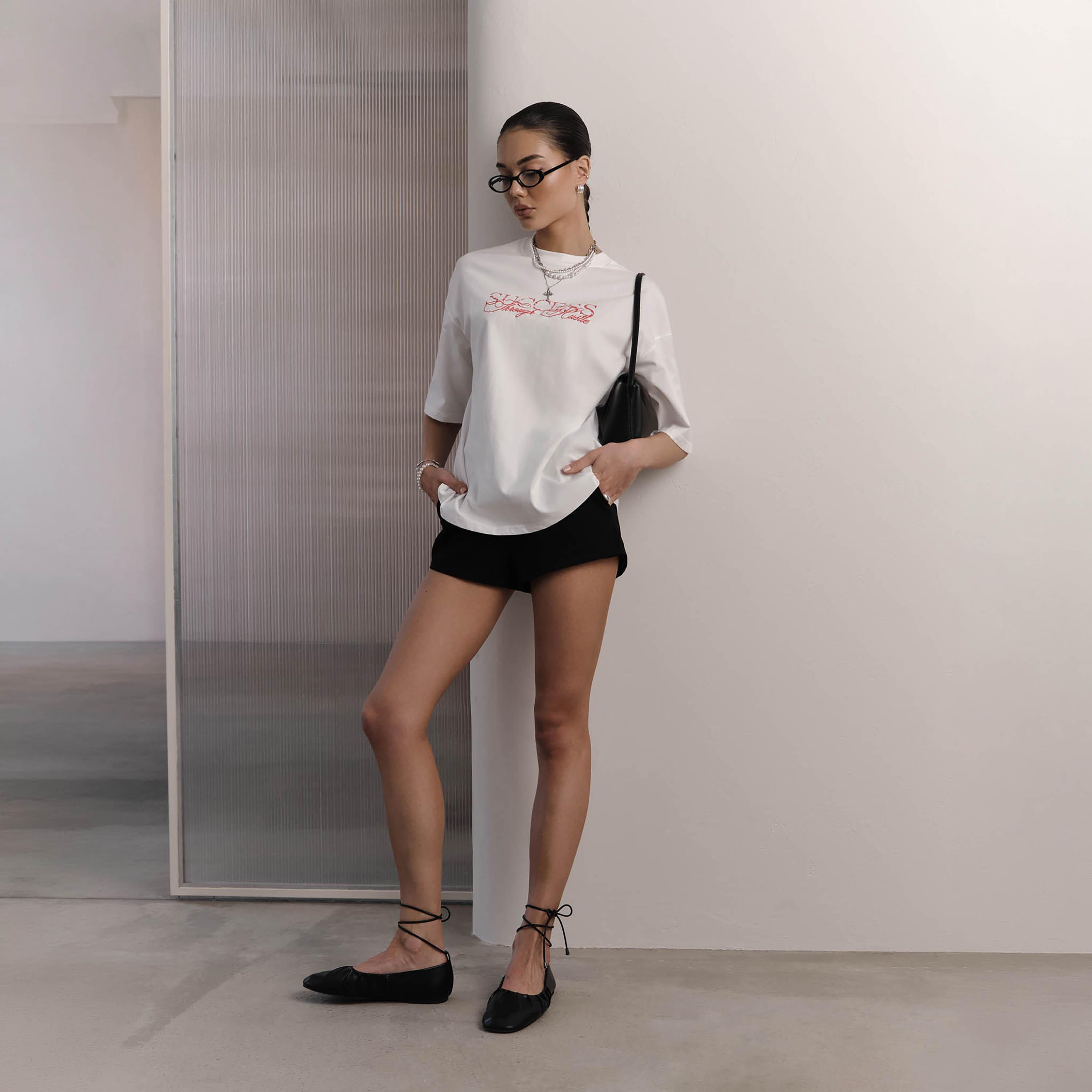 تيشيرت قطن مطبوع أبيض للنساء من ليتشي-women-clothing-tshirts-image-2