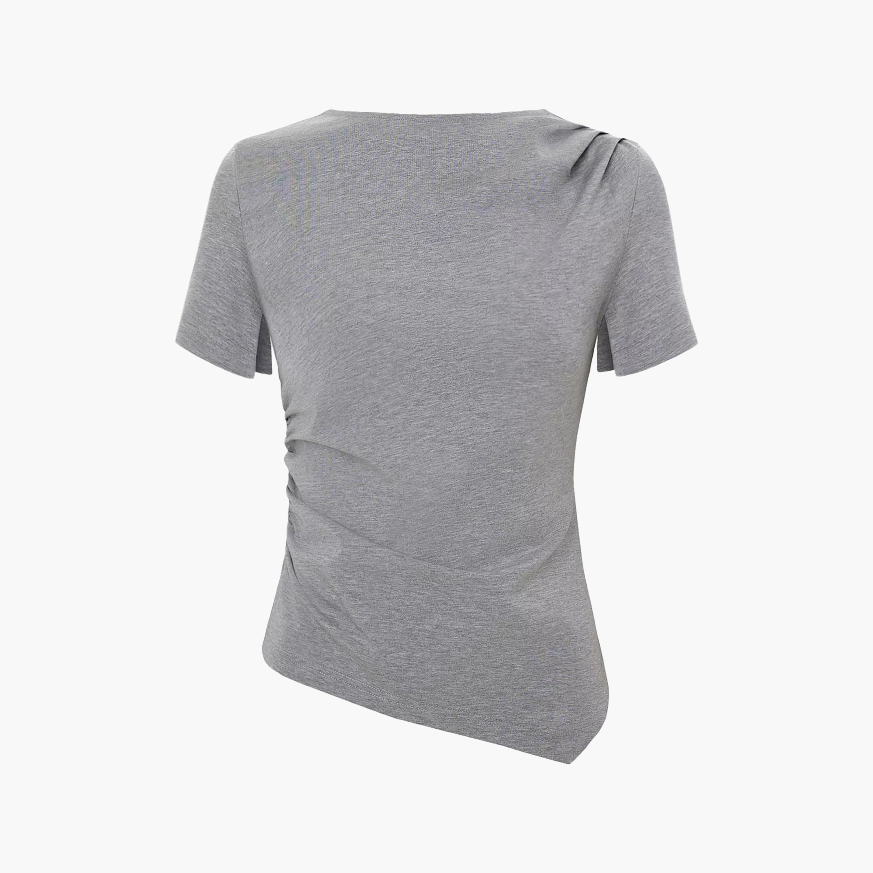 بلوزة نسائية بفتحة رقبة غير متماثلة وأكمام قصيرة جداً (كاب) من ليتشي-women-clothing-shirtsandblouses-blouses-image-5