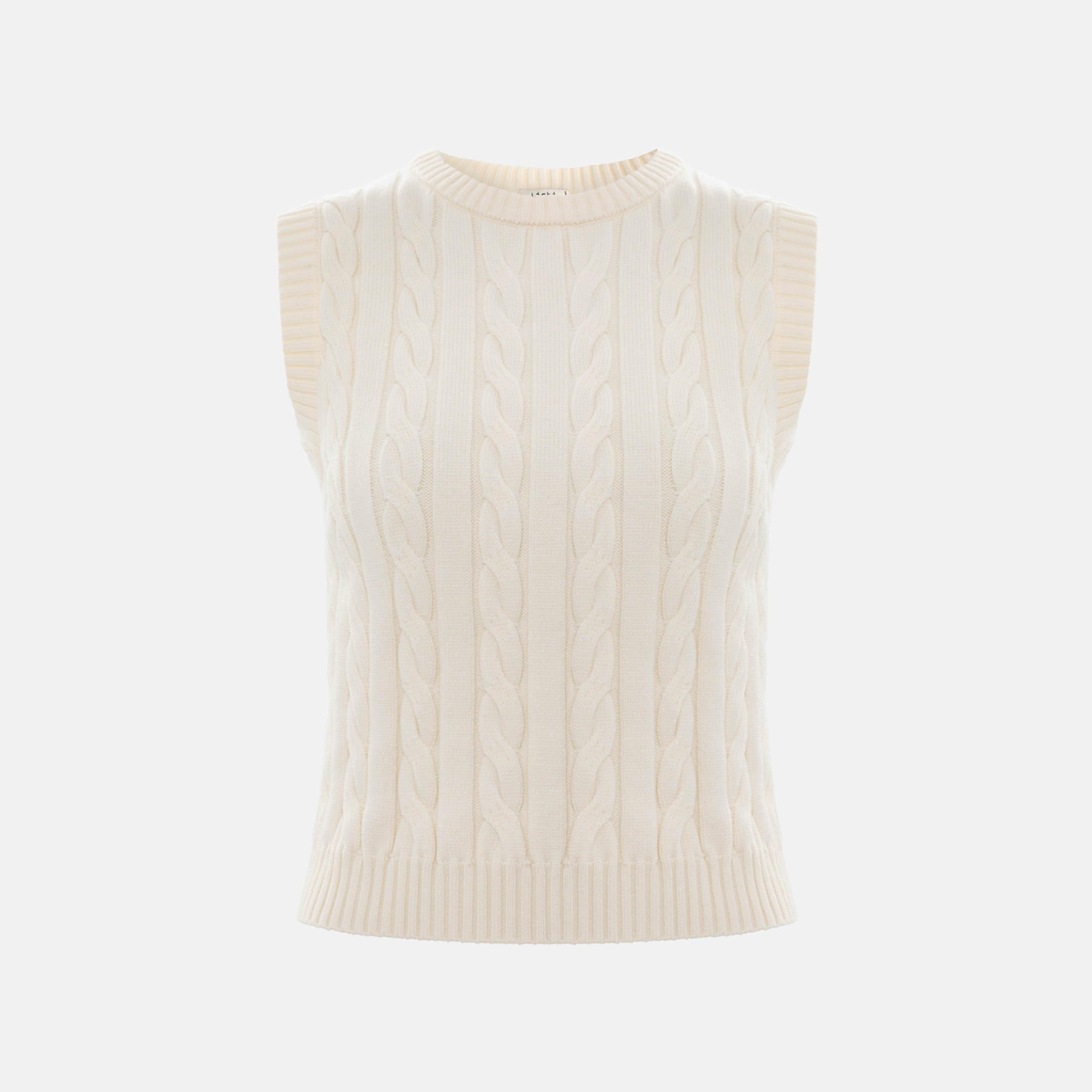 صديري سويتر حريمي بتريكو الضفيرة باللون الكريمه من ليتشي-women-winterwear-cardigansandjumpers-jumpers-image-4