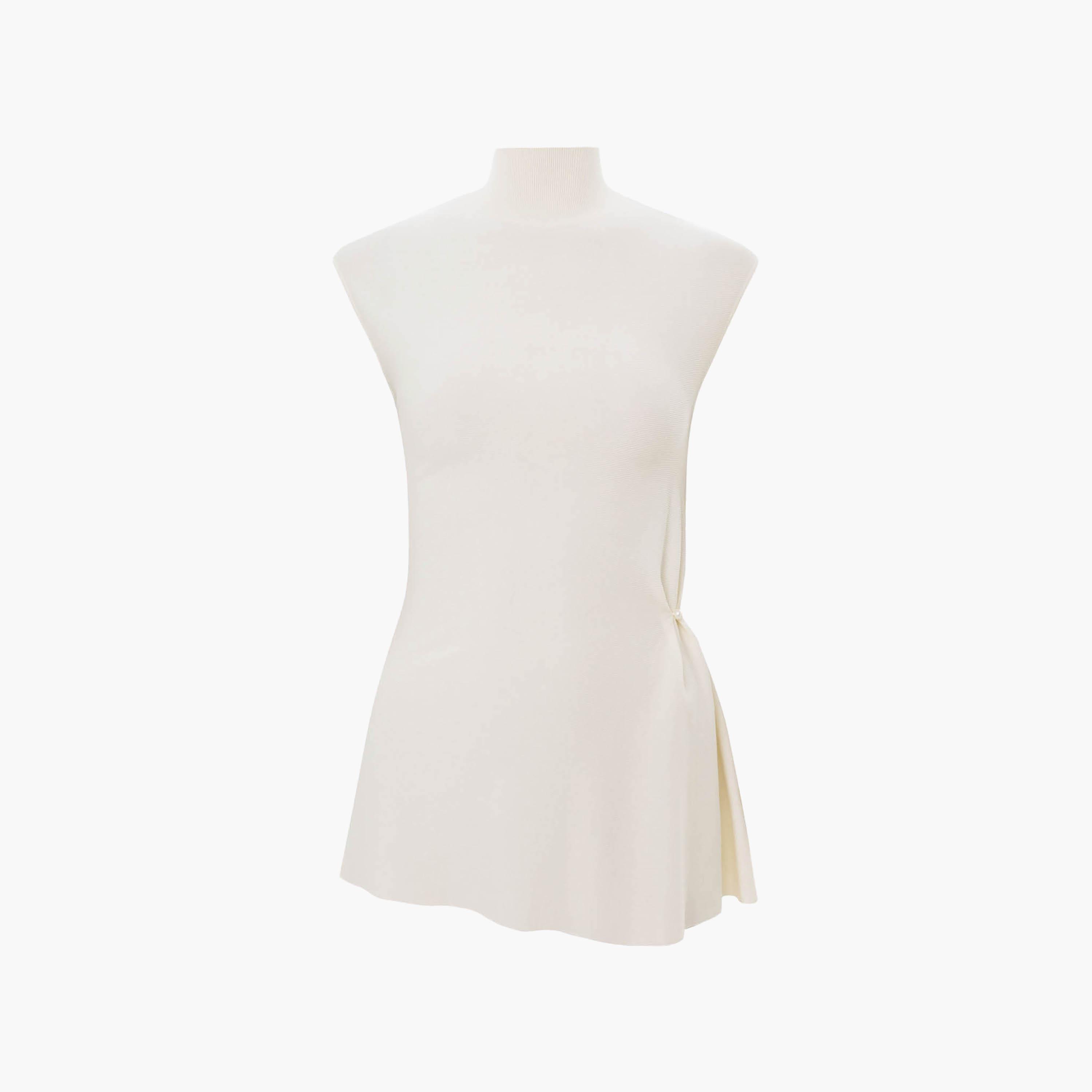 Lichi Cream Jersey High Neck Women's Peplum Top-women-clothing-shirtsandblouses-blouses-image-5