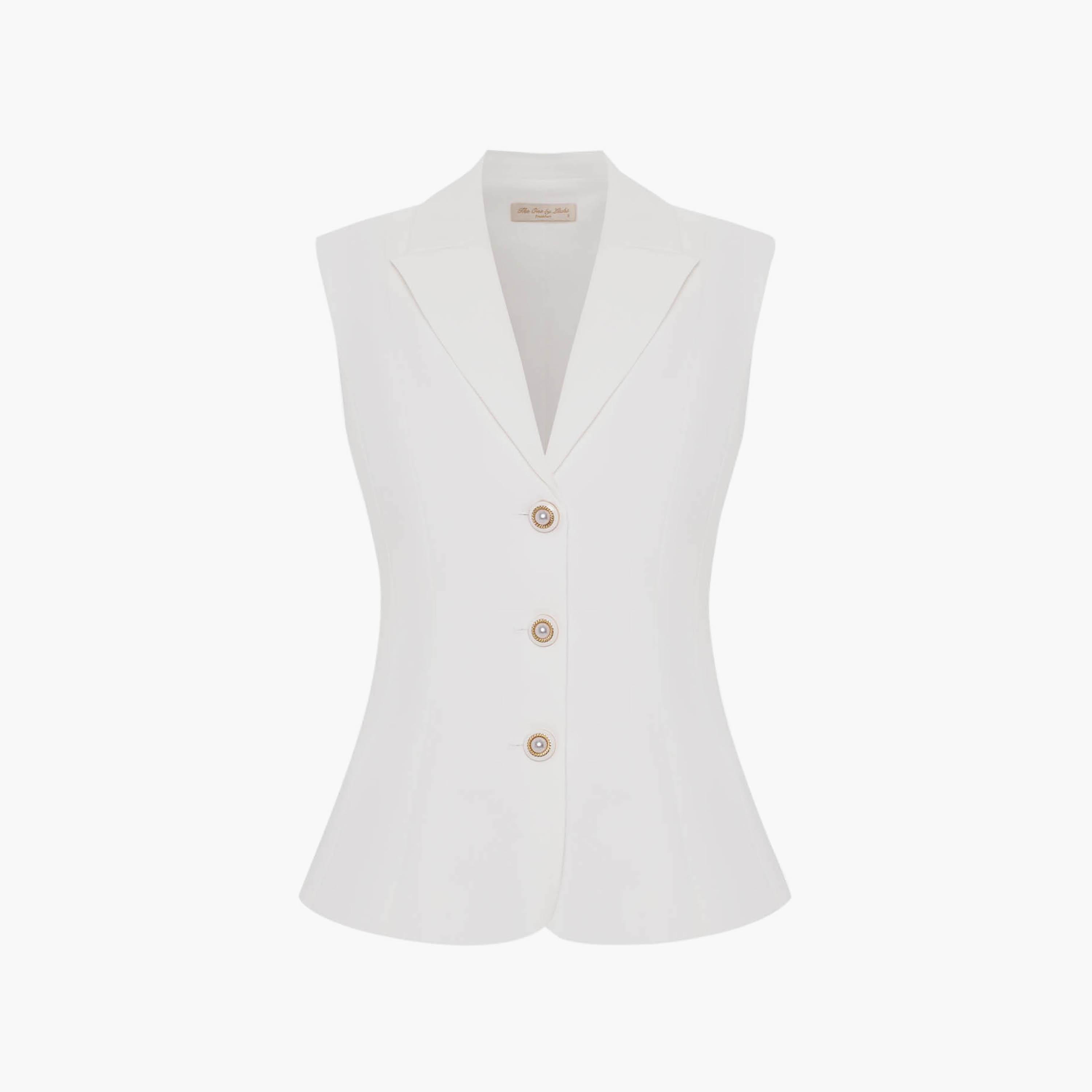 فيست (صدرية) بياقة عريضة (بيك لابل) بيضاء للنساء من ليتشي-women-winterwear-coatsandjackets-waistcoats-image-5