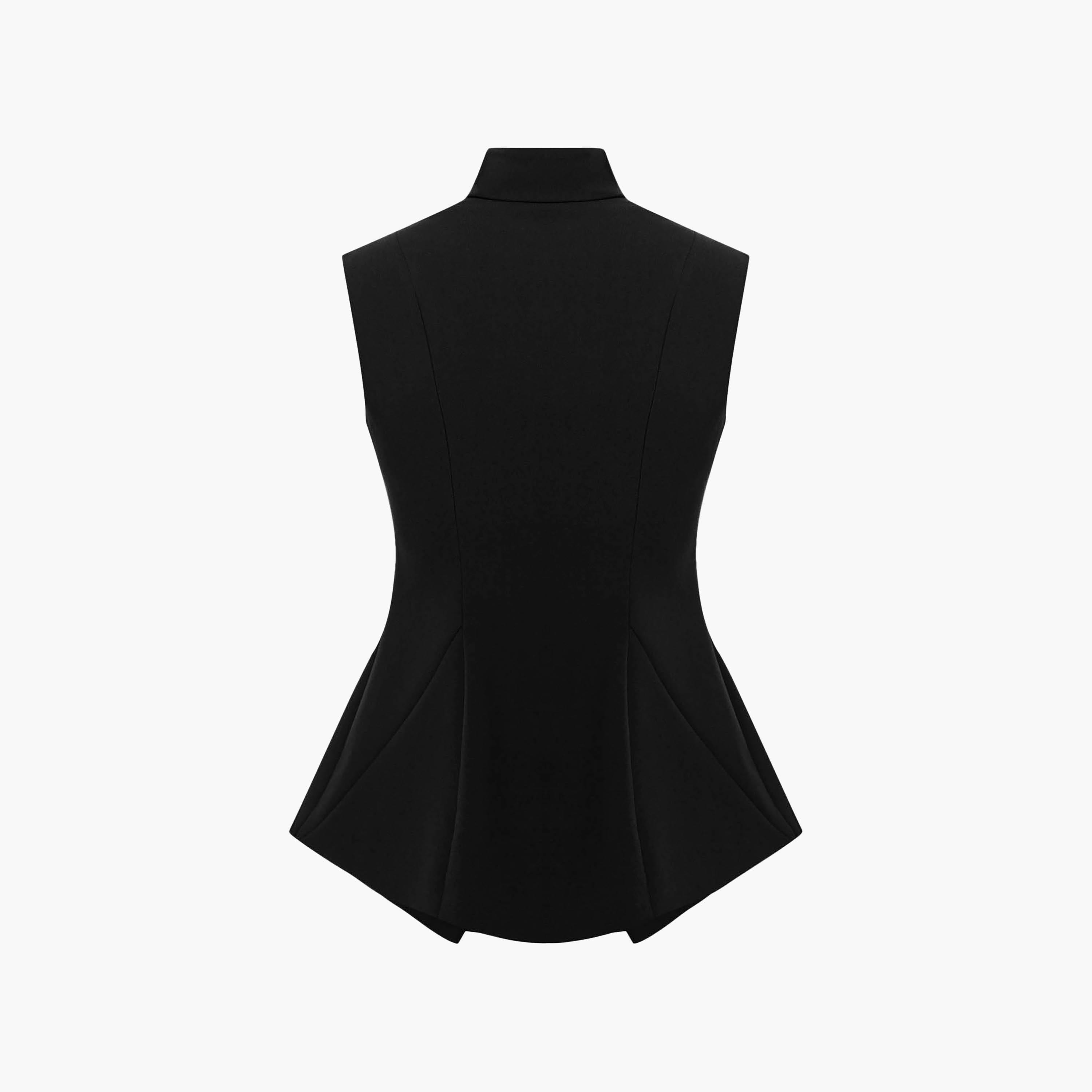 جيليه (فيست) نسائي بياقة ماندارين باللون الأسود من ليتشي-women-winterwear-coatsandjackets-waistcoats-image-6