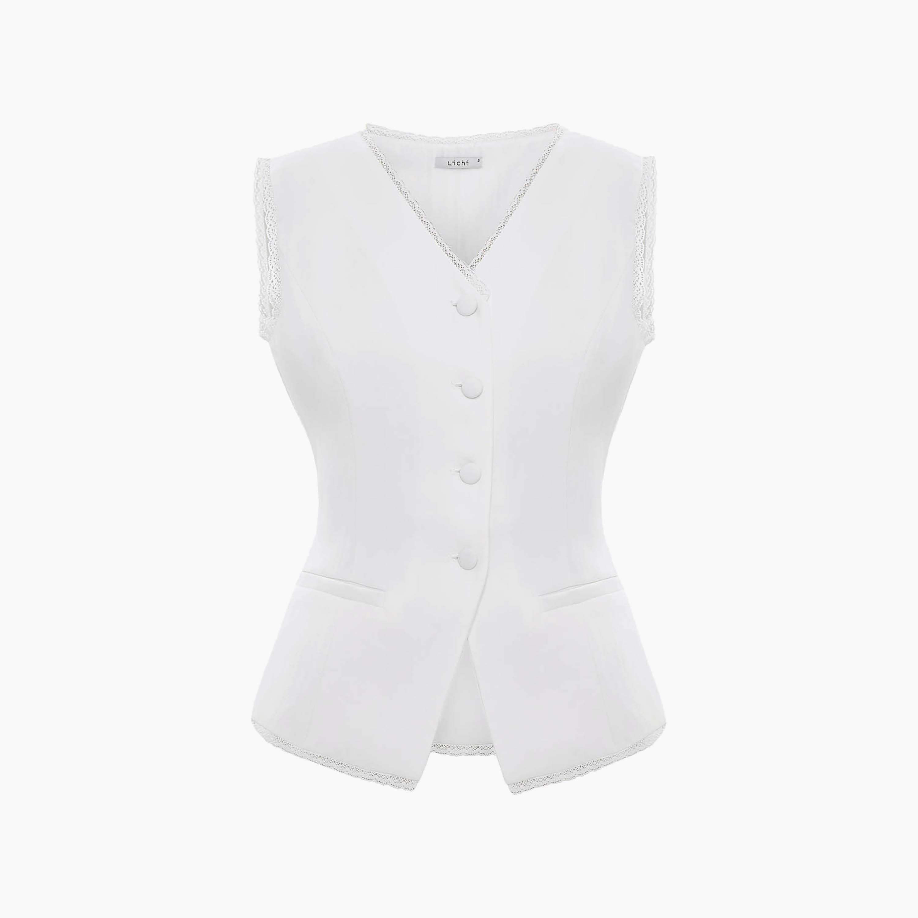 جيليه (فيست) للنساء باللون الأبيض من ليتشي-women-winterwear-coatsandjackets-waistcoats-image-5