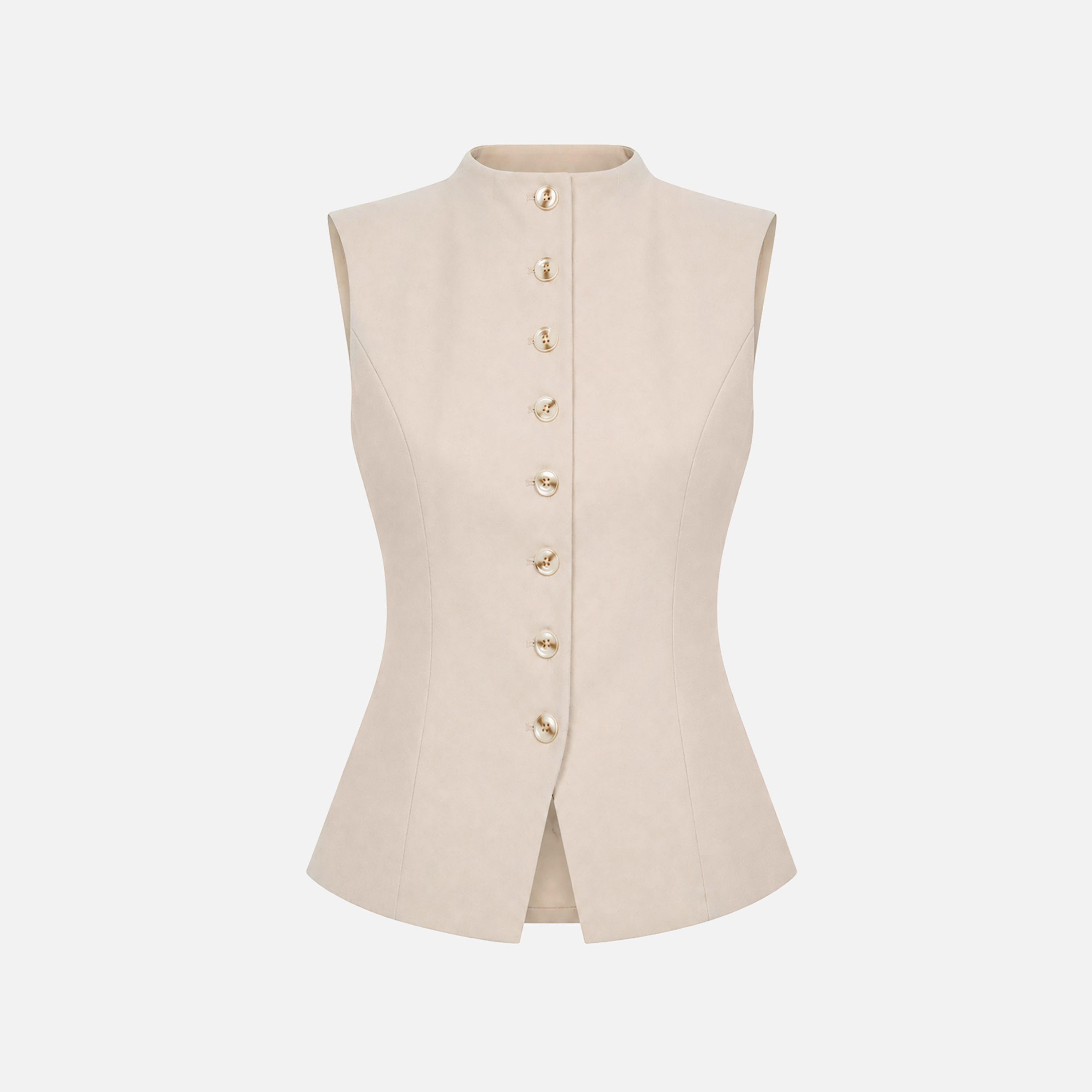 صديري حريمي بياقة عالية من ليتشي-women-winterwear-coatsandjackets-waistcoats-image-5