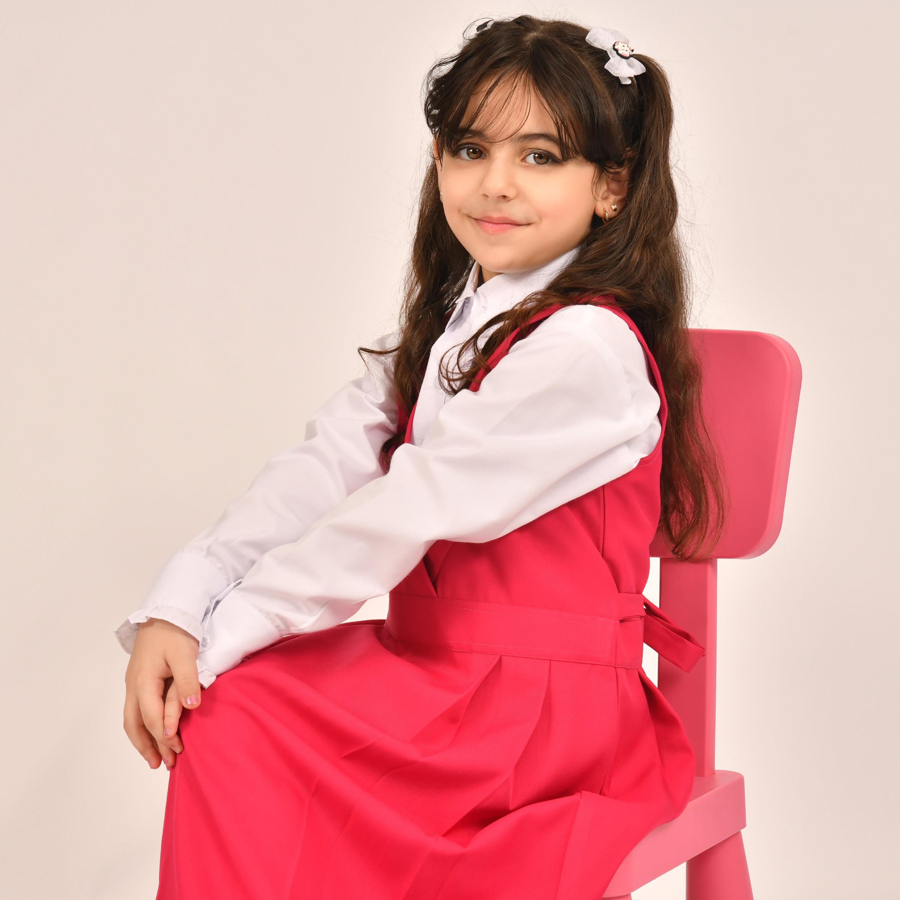 Hawraa Pink Linen Shawl Collar Sleeveless Girls Pinafore Dress-girls-clothing-dressesandjumpsuits-image-2
