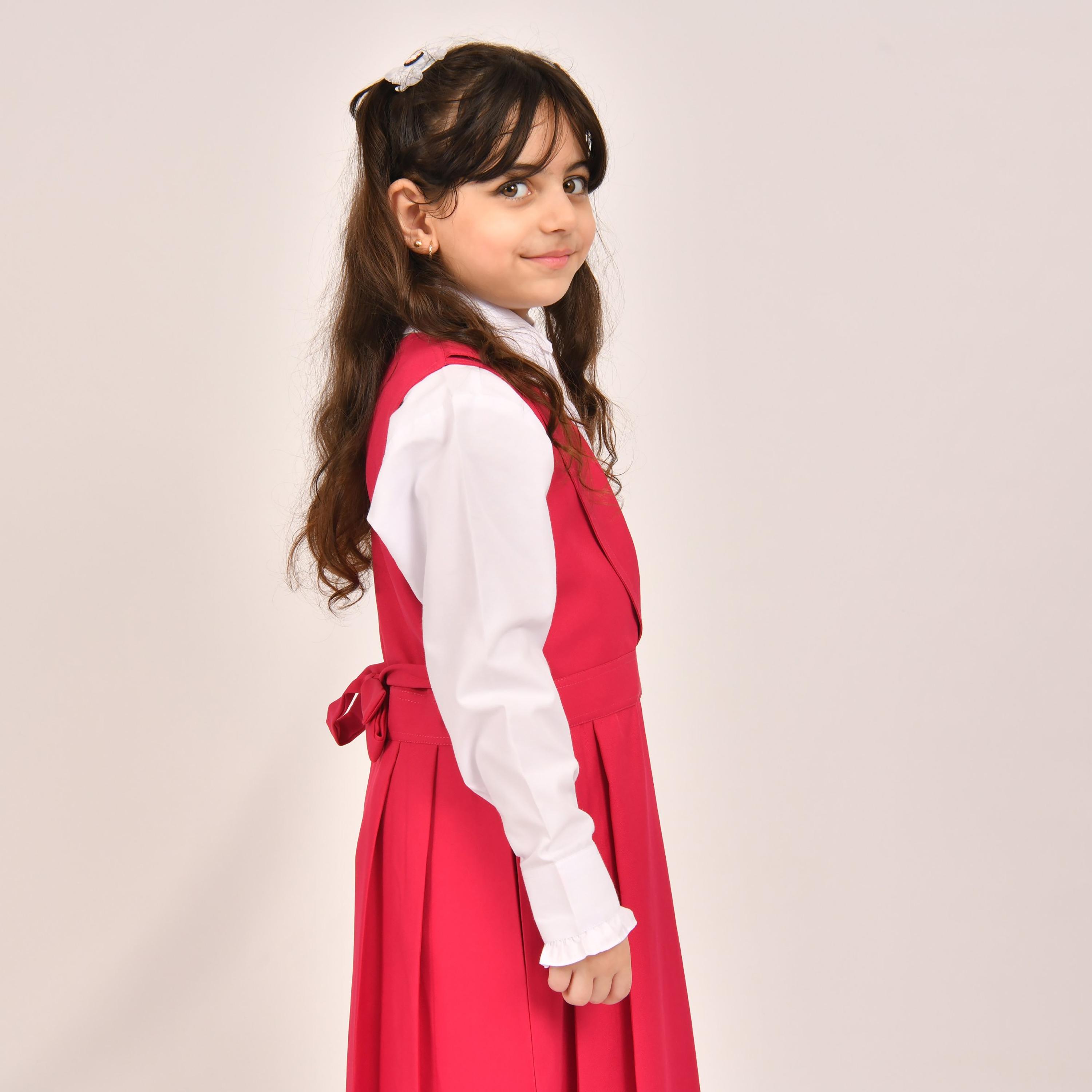 Hawraa Pink Linen Shawl Collar Sleeveless Girls Pinafore Dress-girls-clothing-dressesandjumpsuits-image-4