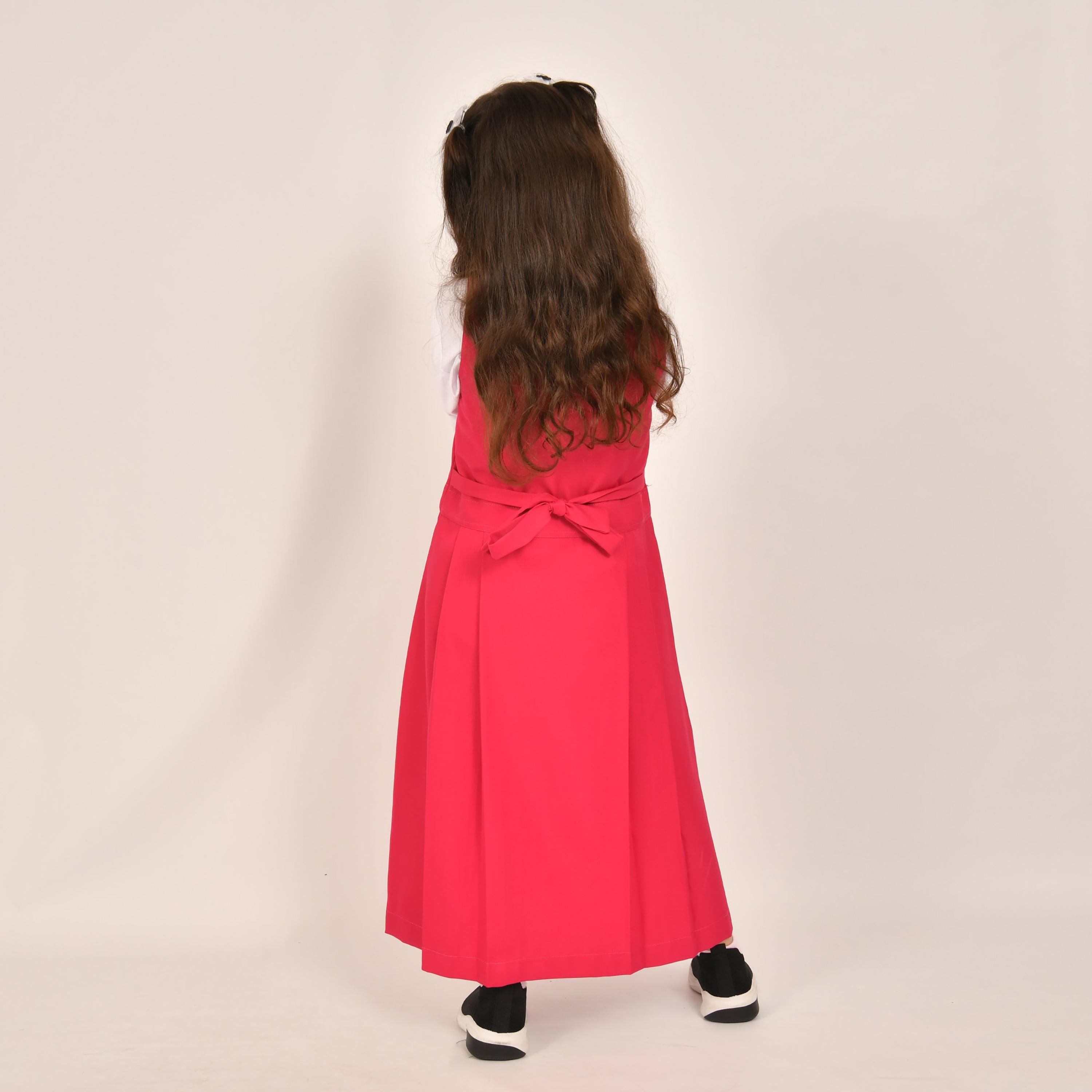Hawraa Pink Linen Shawl Collar Sleeveless Girls Pinafore Dress-girls-clothing-dressesandjumpsuits-image-5