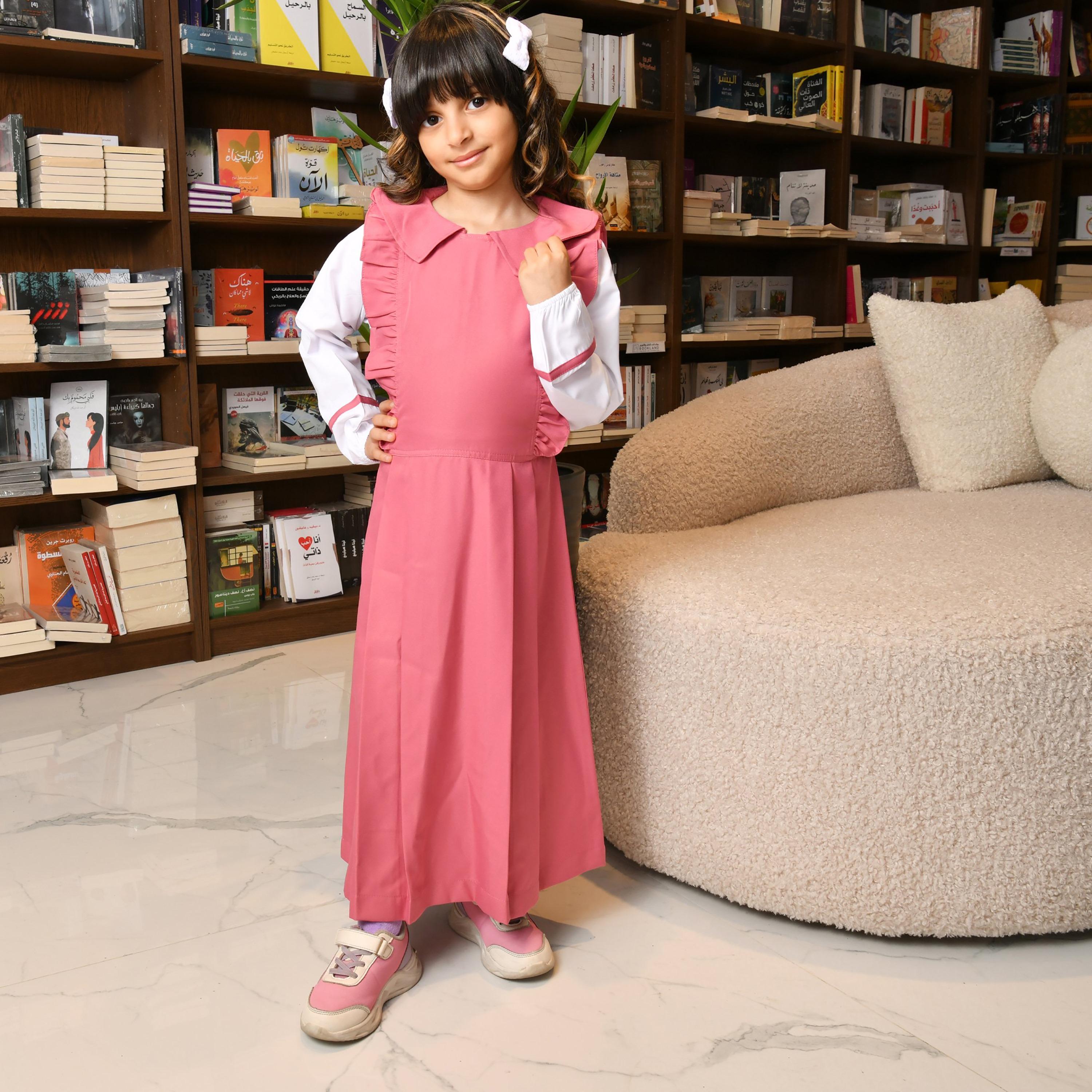 Hawraa Linen Peter Pan Collared Sleeveless Girls Pinafore Dress-girls-clothing-dressesandjumpsuits-image-1