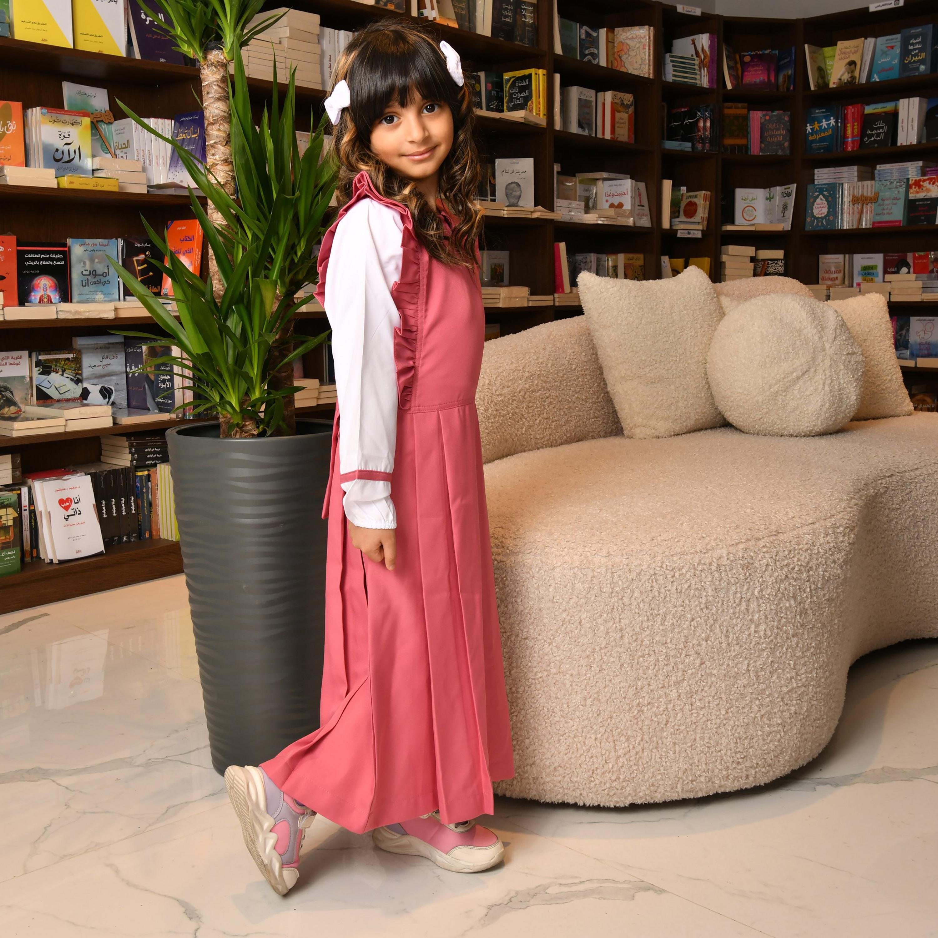 Hawraa Linen Peter Pan Collared Sleeveless Girls Pinafore Dress-girls-clothing-dressesandjumpsuits-image-3