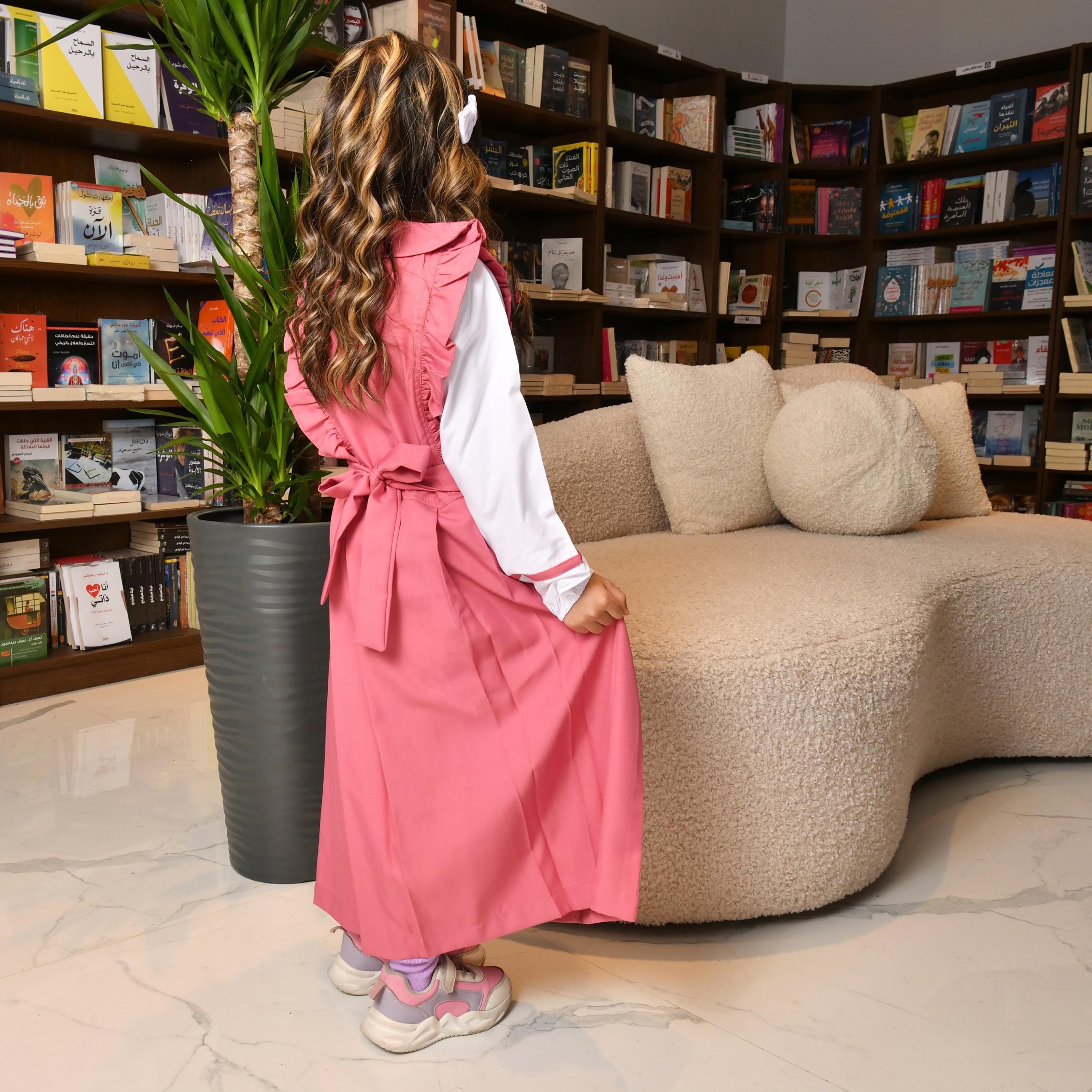 Hawraa Linen Peter Pan Collared Sleeveless Girls Pinafore Dress-girls-clothing-dressesandjumpsuits-image-4