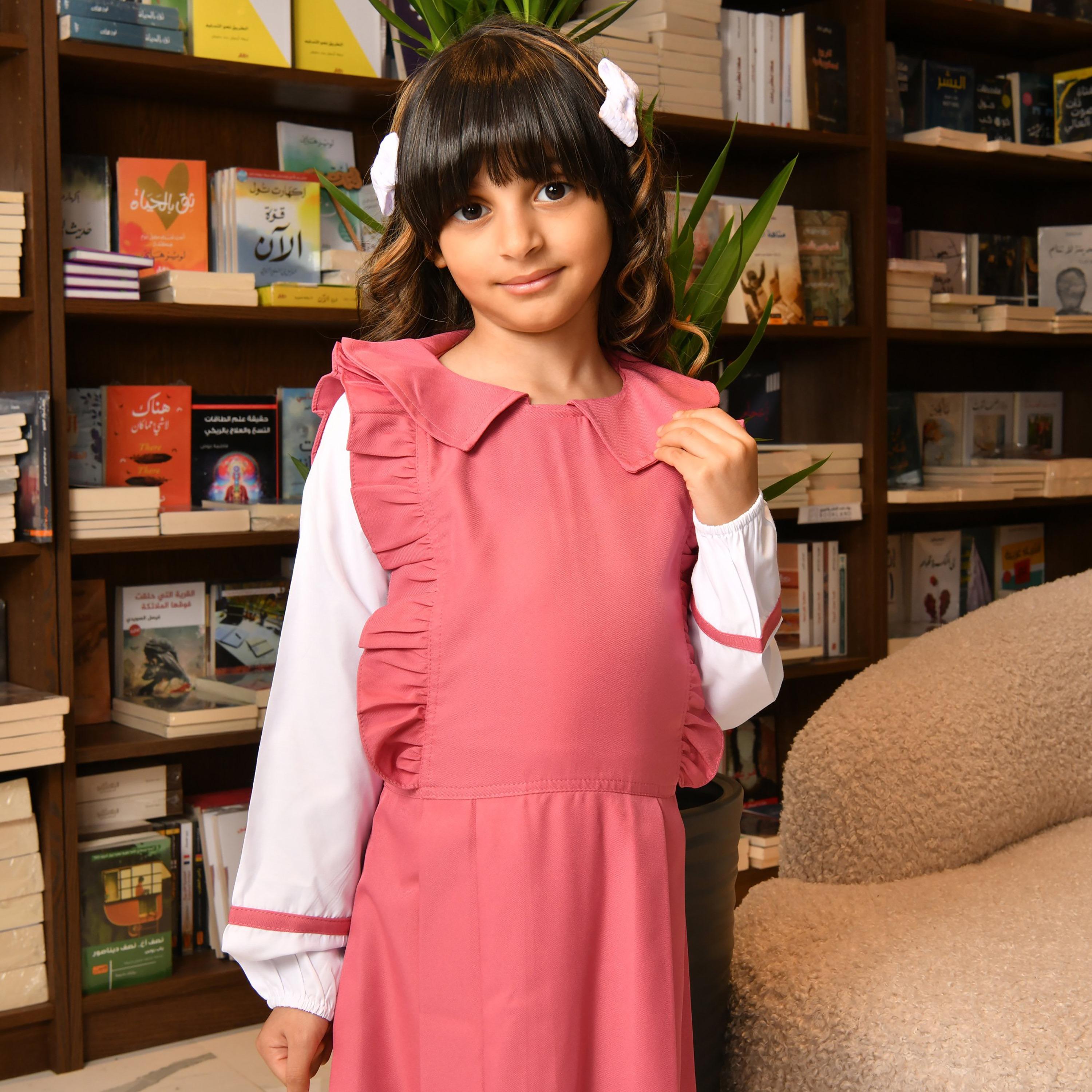 Hawraa Linen Peter Pan Collared Sleeveless Girls Pinafore Dress-girls-clothing-dressesandjumpsuits-image-6