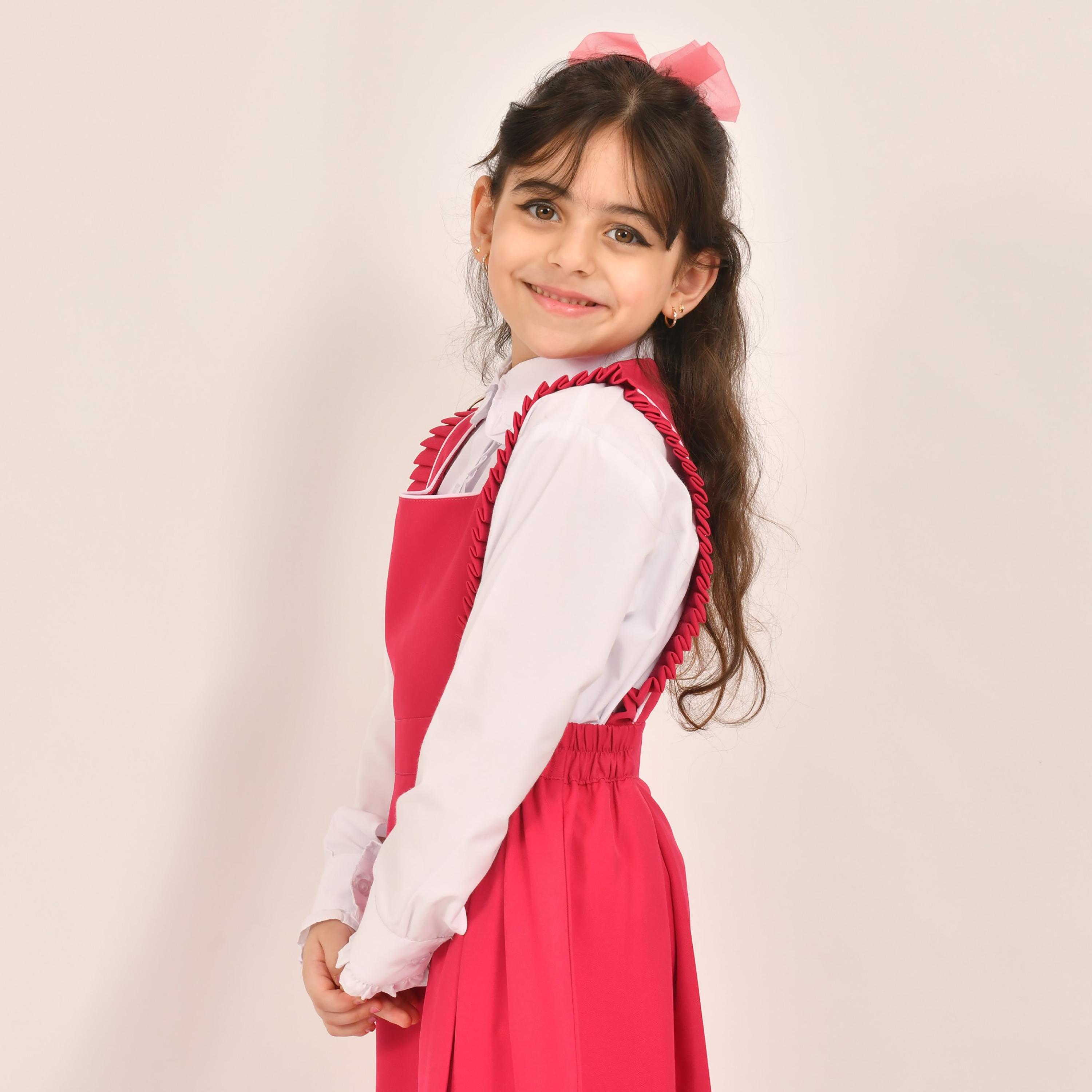 Hawraa Pink Linen Square Neck Sleeveless Girls Pinafore Dress-girls-clothing-dressesandjumpsuits-image-3