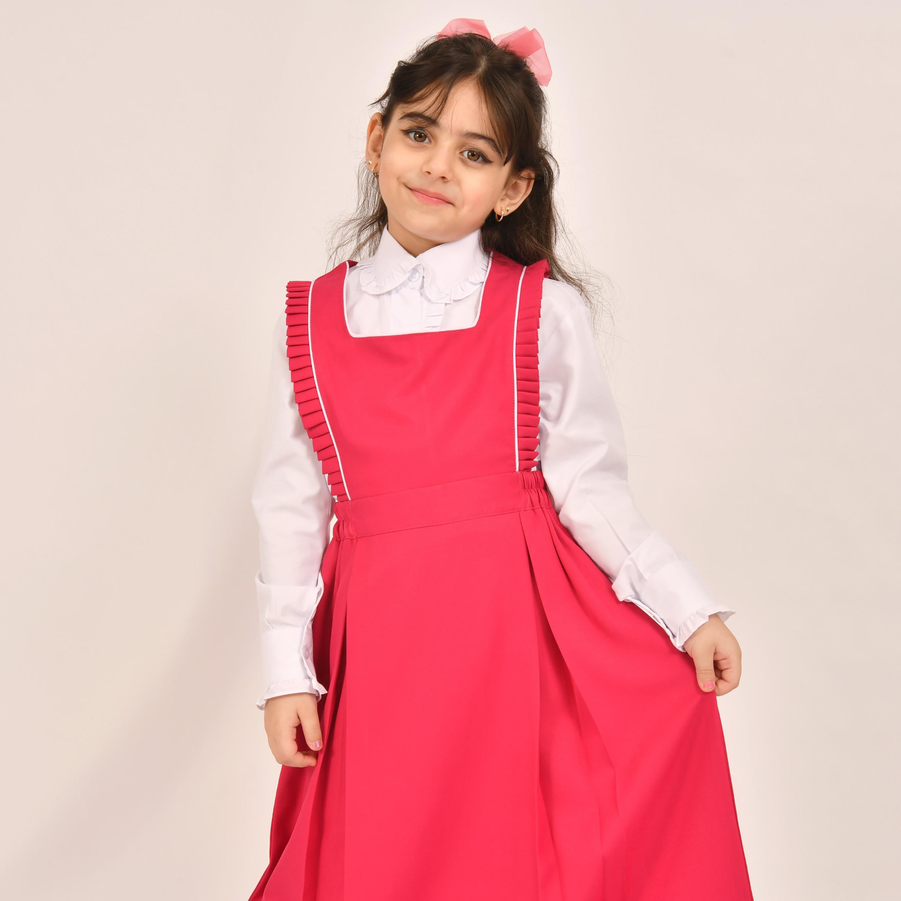 Hawraa Pink Linen Square Neck Sleeveless Girls Pinafore Dress-girls-clothing-dressesandjumpsuits-image-4