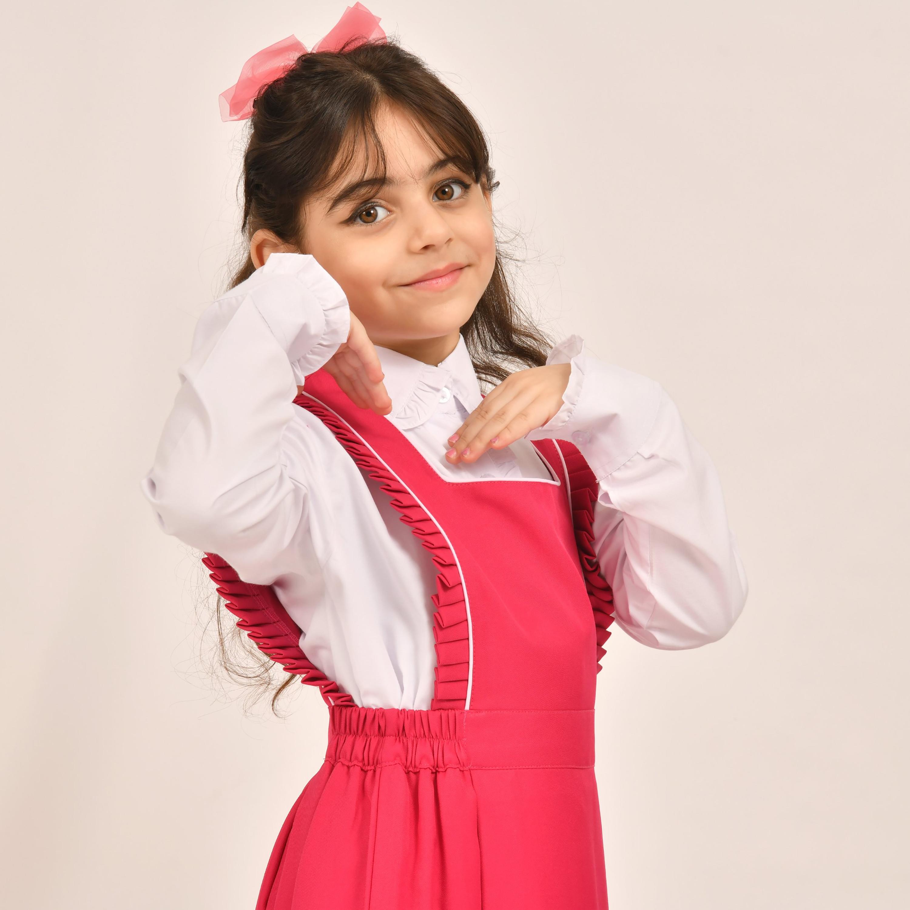 Hawraa Pink Linen Square Neck Sleeveless Girls Pinafore Dress-girls-clothing-dressesandjumpsuits-image-5