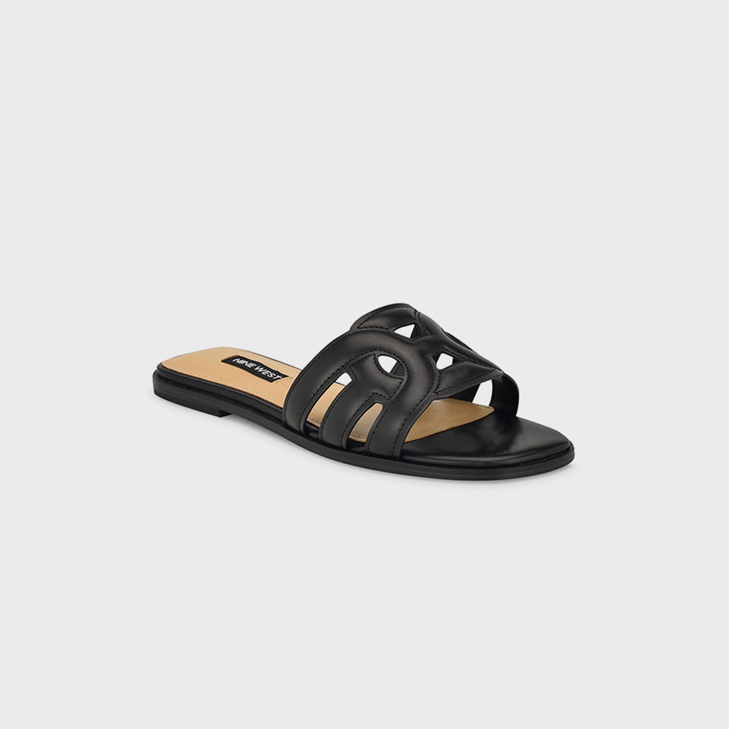 Nine West Women's Slide Sandals with Cut Out | wnGEENA3-women-shoes-sandals-flats-image-1