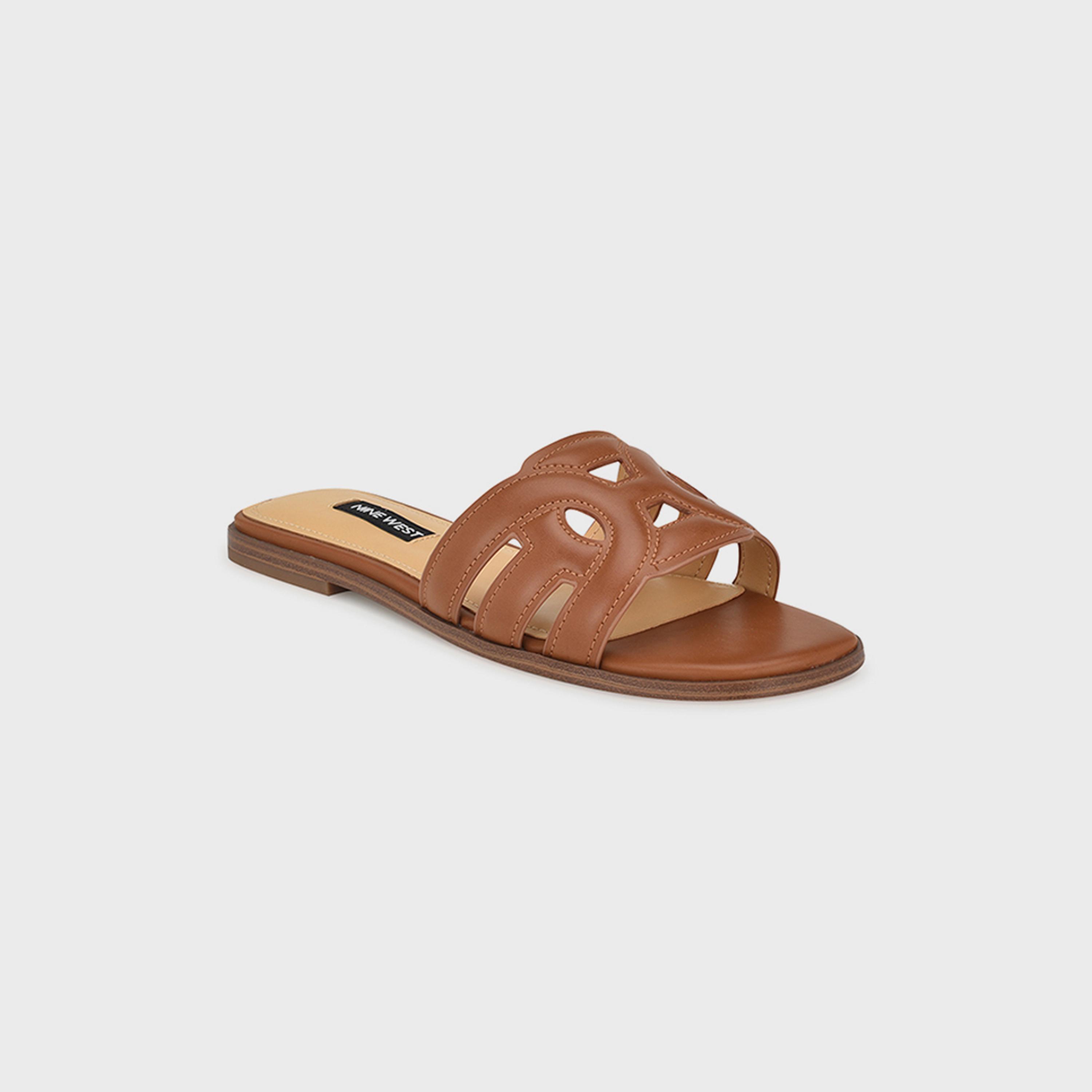 Nine West Women's Slide Sandals with Cut Out | wnGEENA3-women-shoes-sandals-flats-image-1