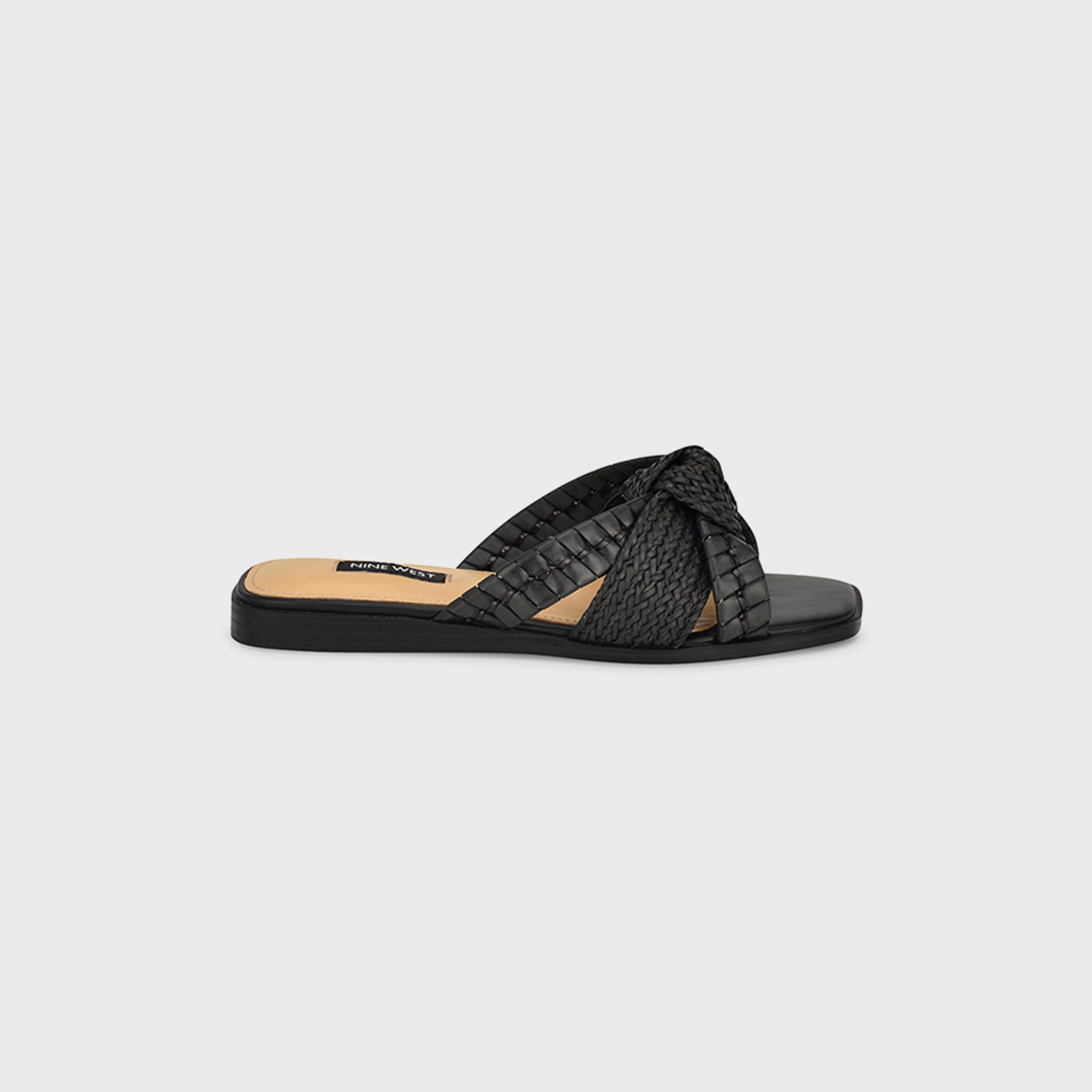 Nine west black slides on sale