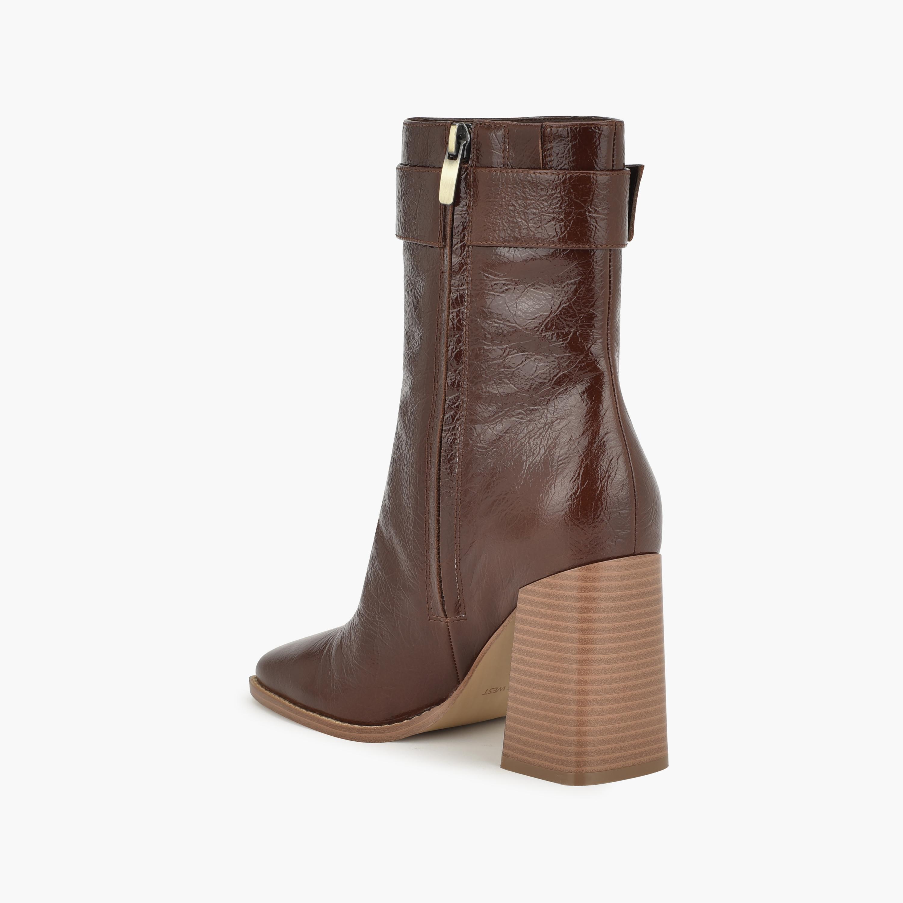 بوتز ناين ويست تاريس نسائية بكعب بلوك مع اسينت إبزيم-women-shoes-boots-image-13
