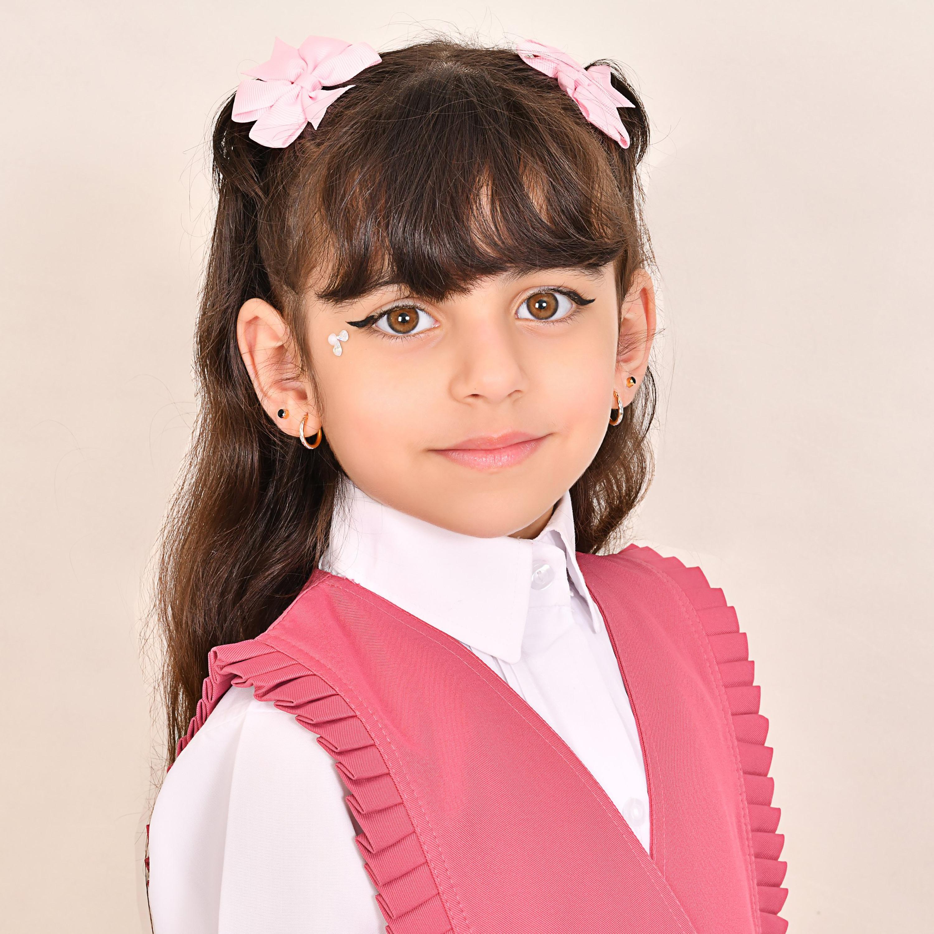 Hawraa Pink Linen V-Neck Sleeveless Girls Pinafore Dress-girls-clothing-dressesandjumpsuits-image-2