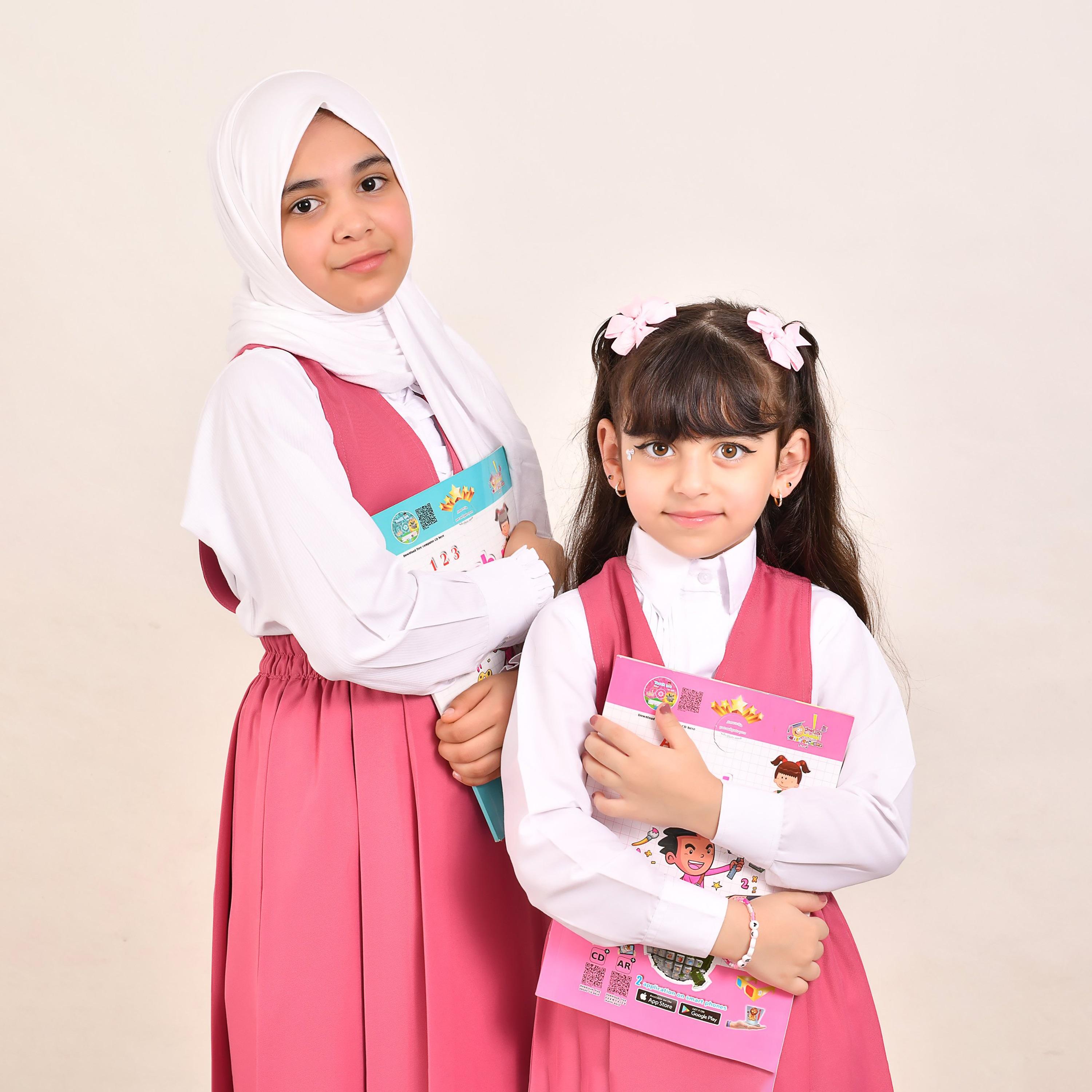 Hawraa Pink Linen V-Neck Sleeveless Girls Pinafore Dress-girls-clothing-dressesandjumpsuits-image-5