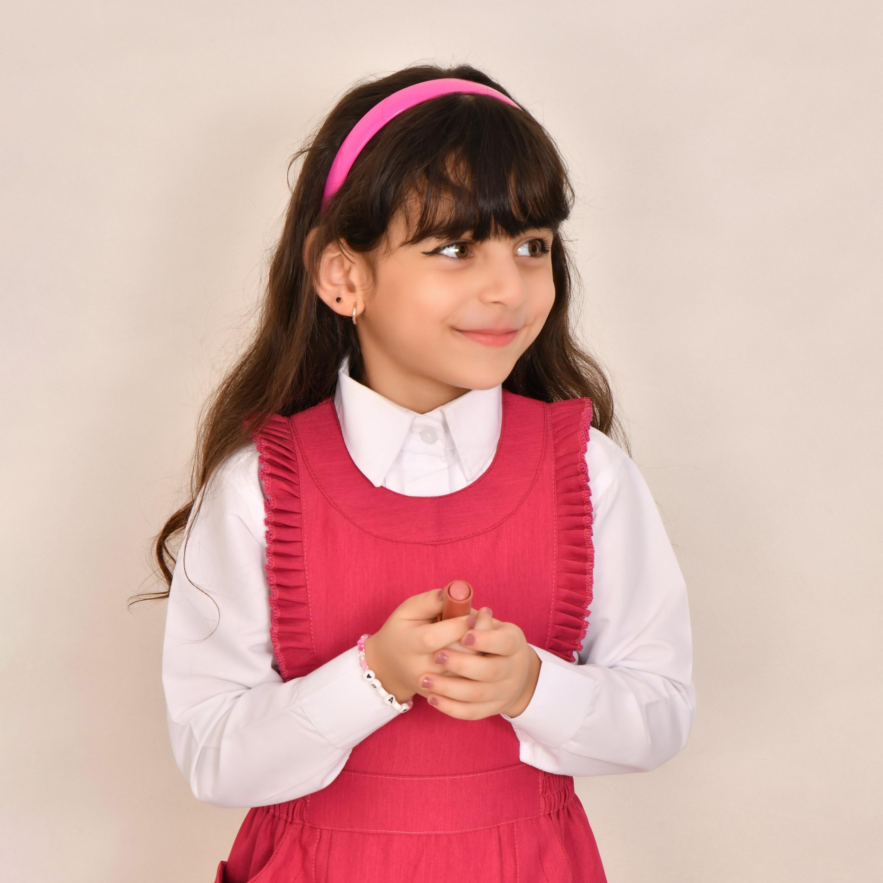 Hawraa Pink Linen Round Neck Sleeveless Girls Pinafore Dress-girls-clothing-dressesandjumpsuits-image-3