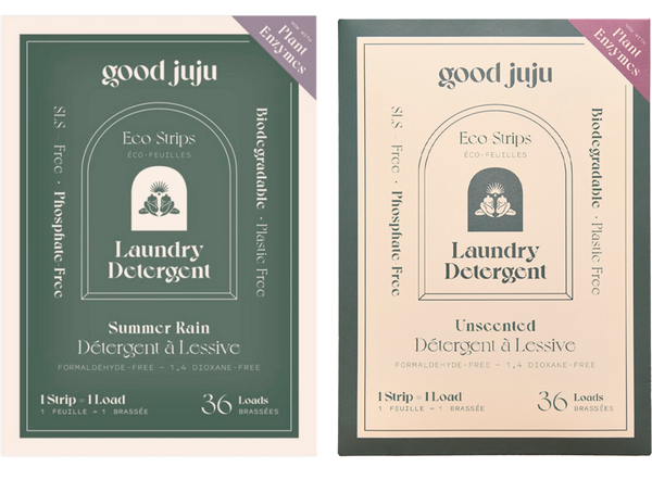 Good Juju Eco Laundry Strips
1 strip = 1 load. 36 loads Lavender, [[Summer Rain or Unscented]]
