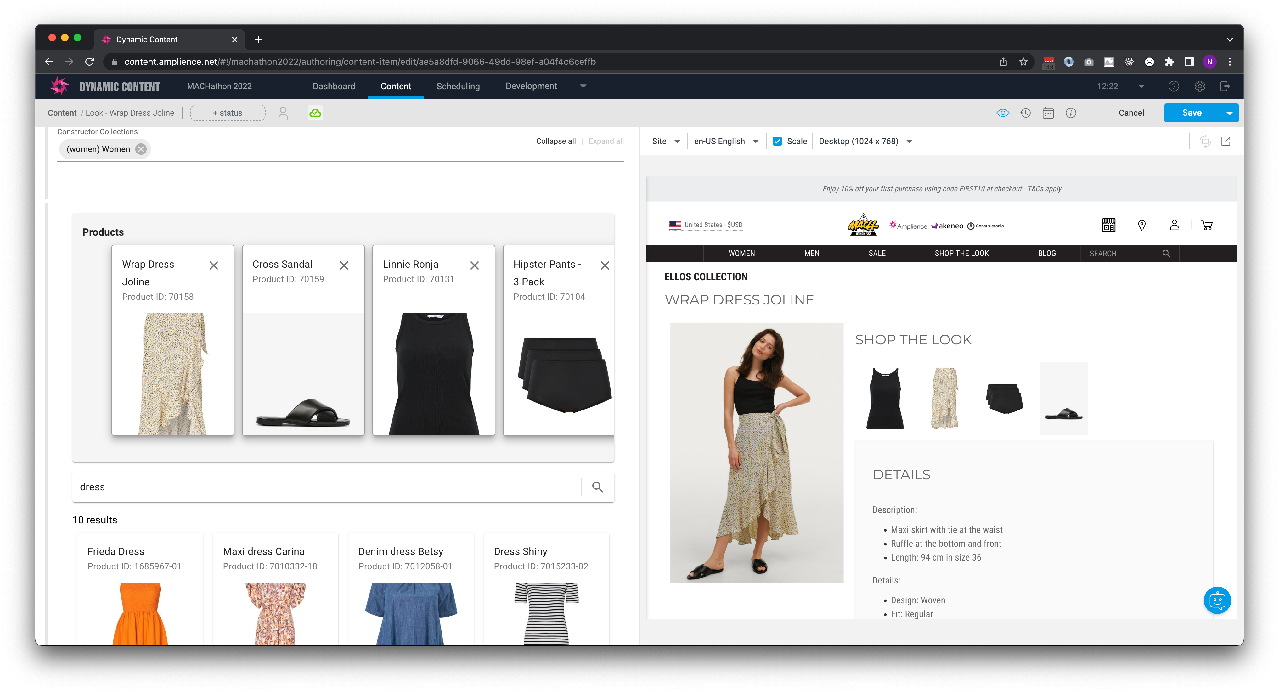 Look Editing with product & category selection from Akeneo in Amplience Dynamic content