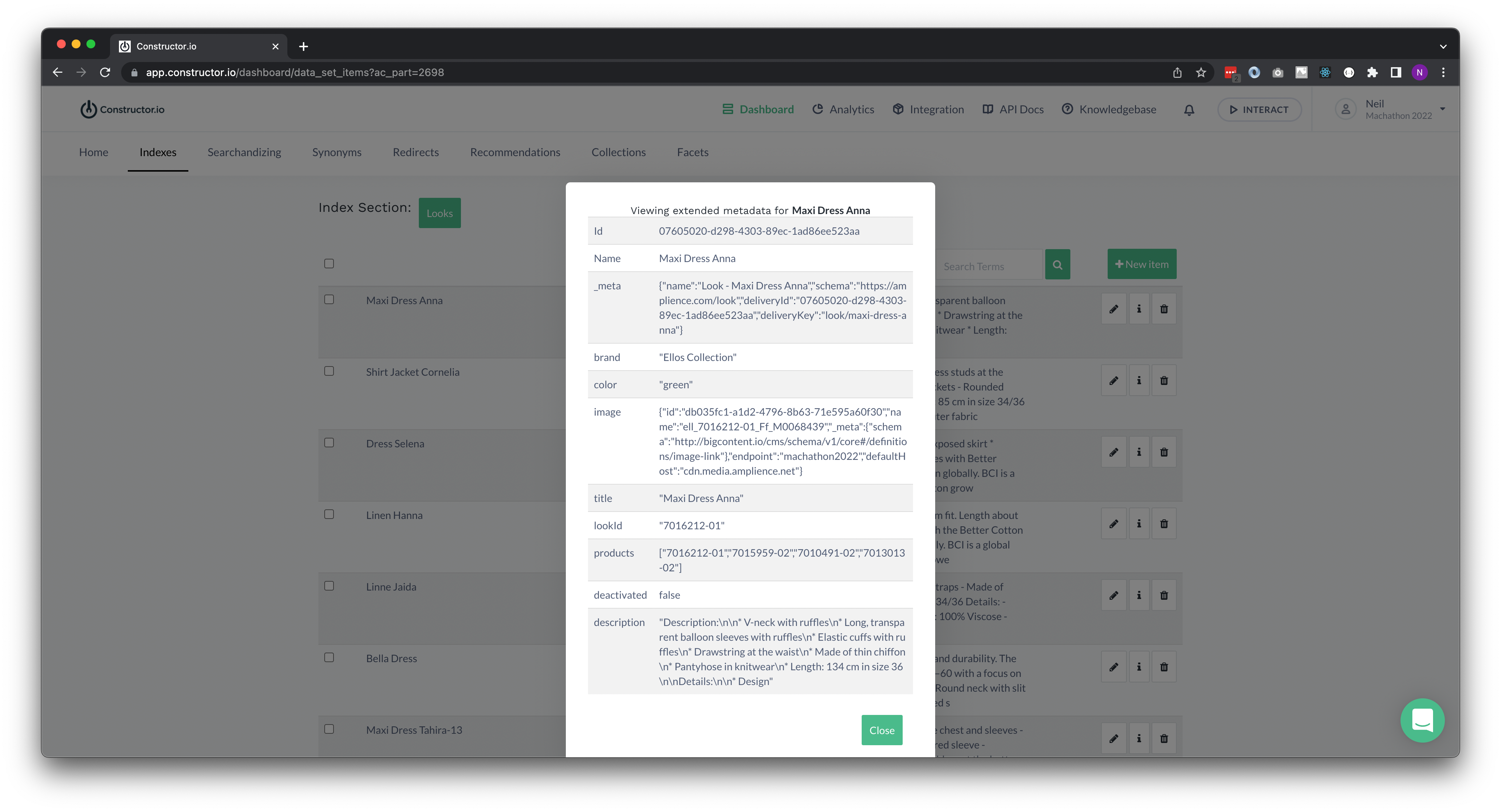 Look Item Constructor.io