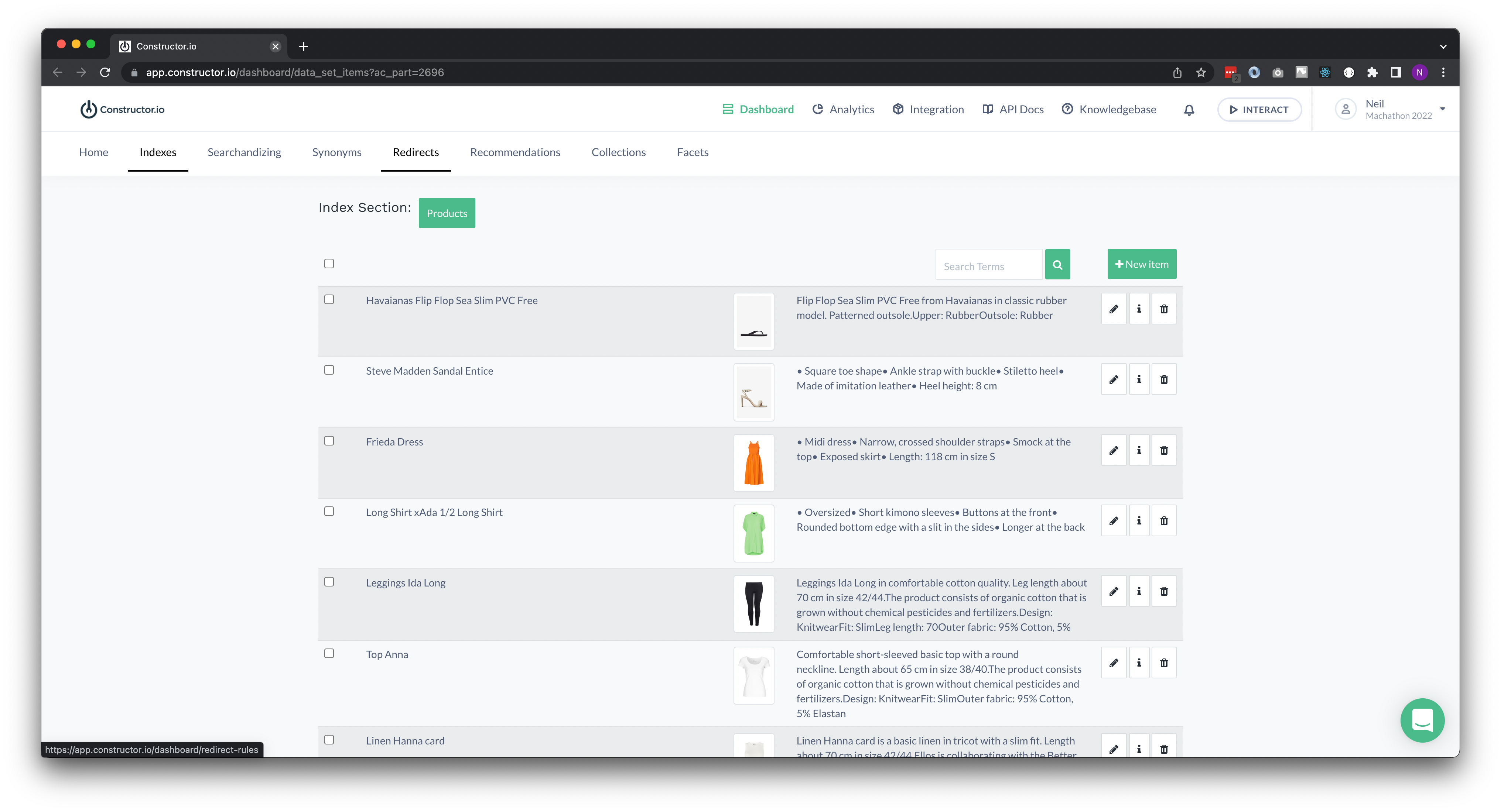 Product Section Constructor.io
