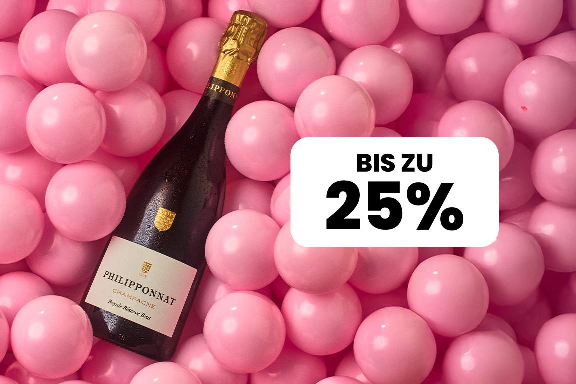 Bis zu 25% auf eine grosse Auswahl an Champagner