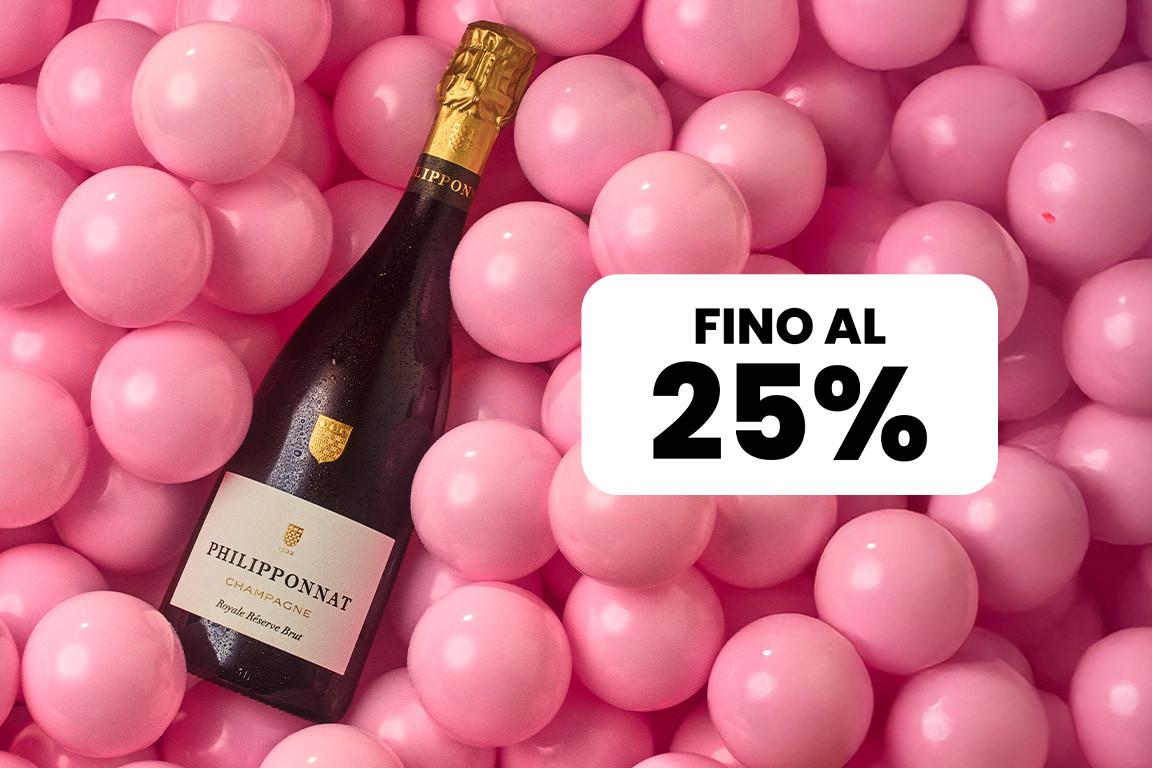 Fino al 25% su un’ampia selezione di champagne