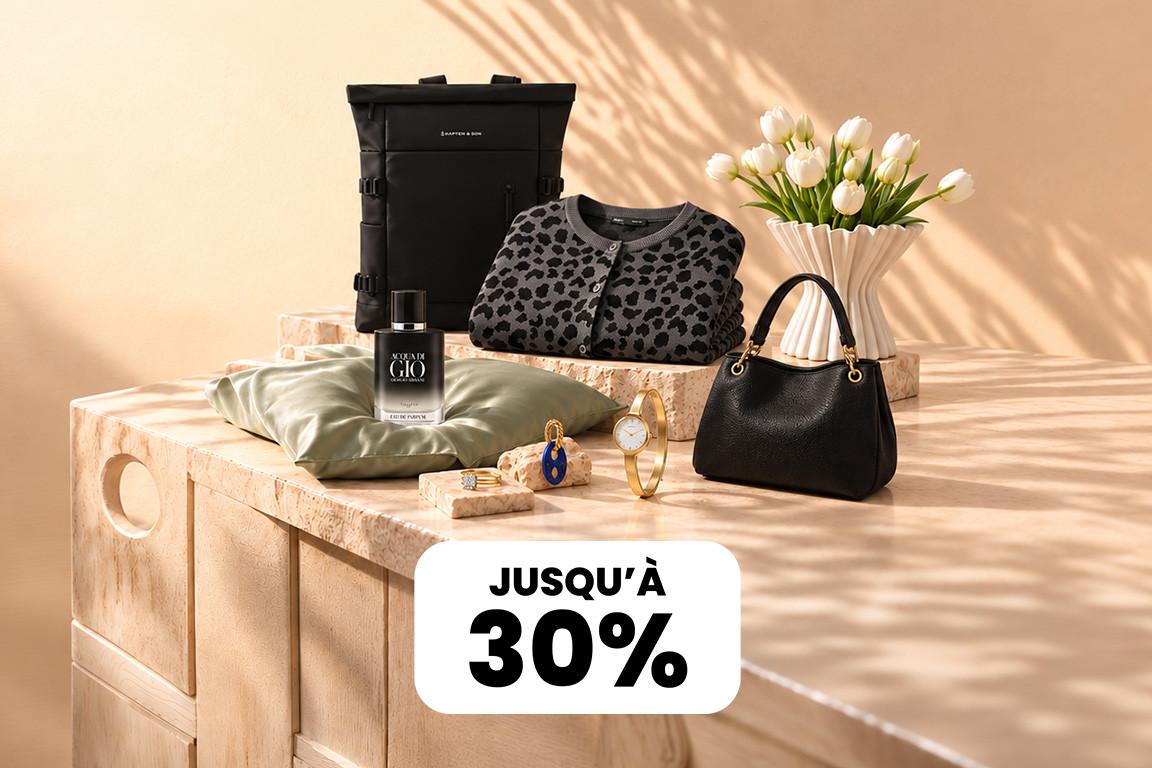 Jusqu’à 30% sur d’innombrables articles, uniquement en ligne aujourd’hui