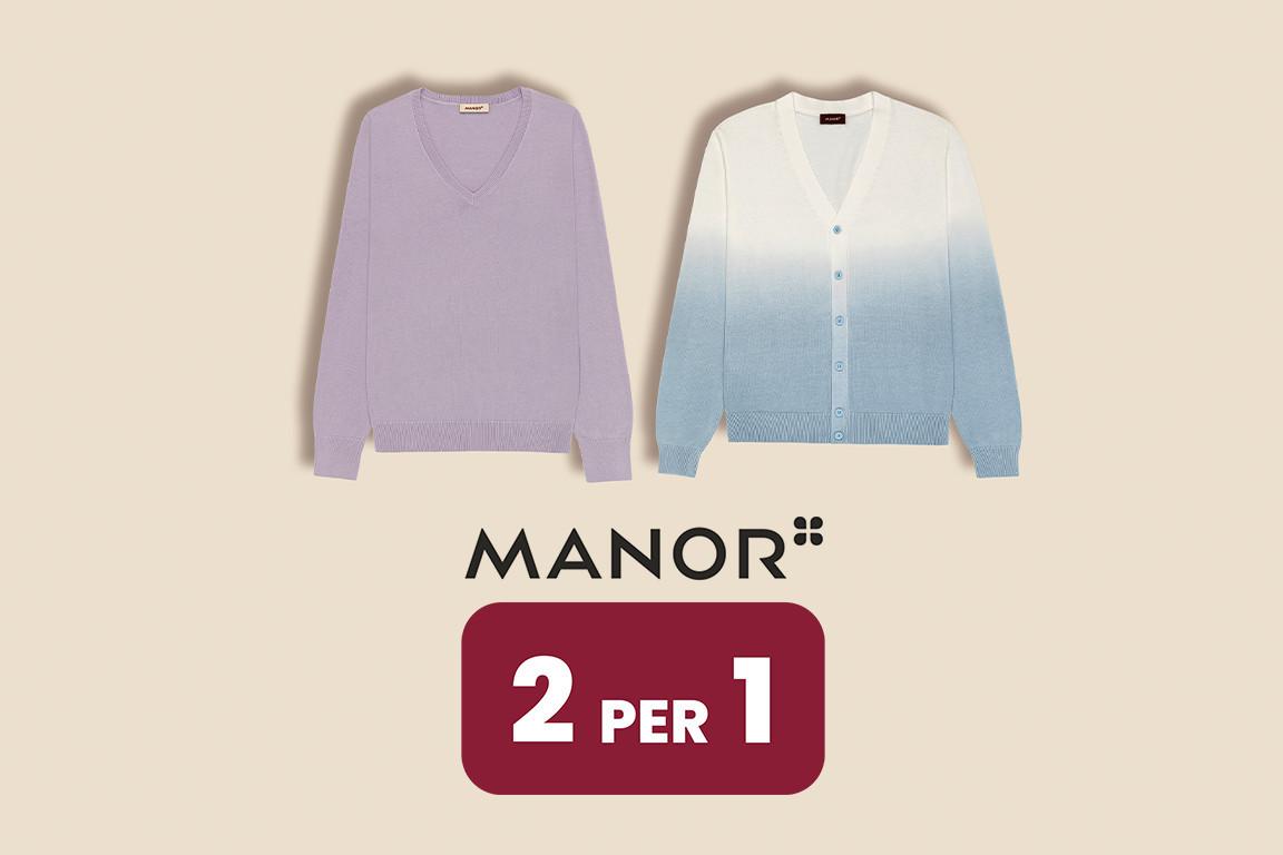 2 per 1 su pullover e felpe Manor