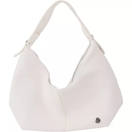 White Imitation Leather Crescent Handbag