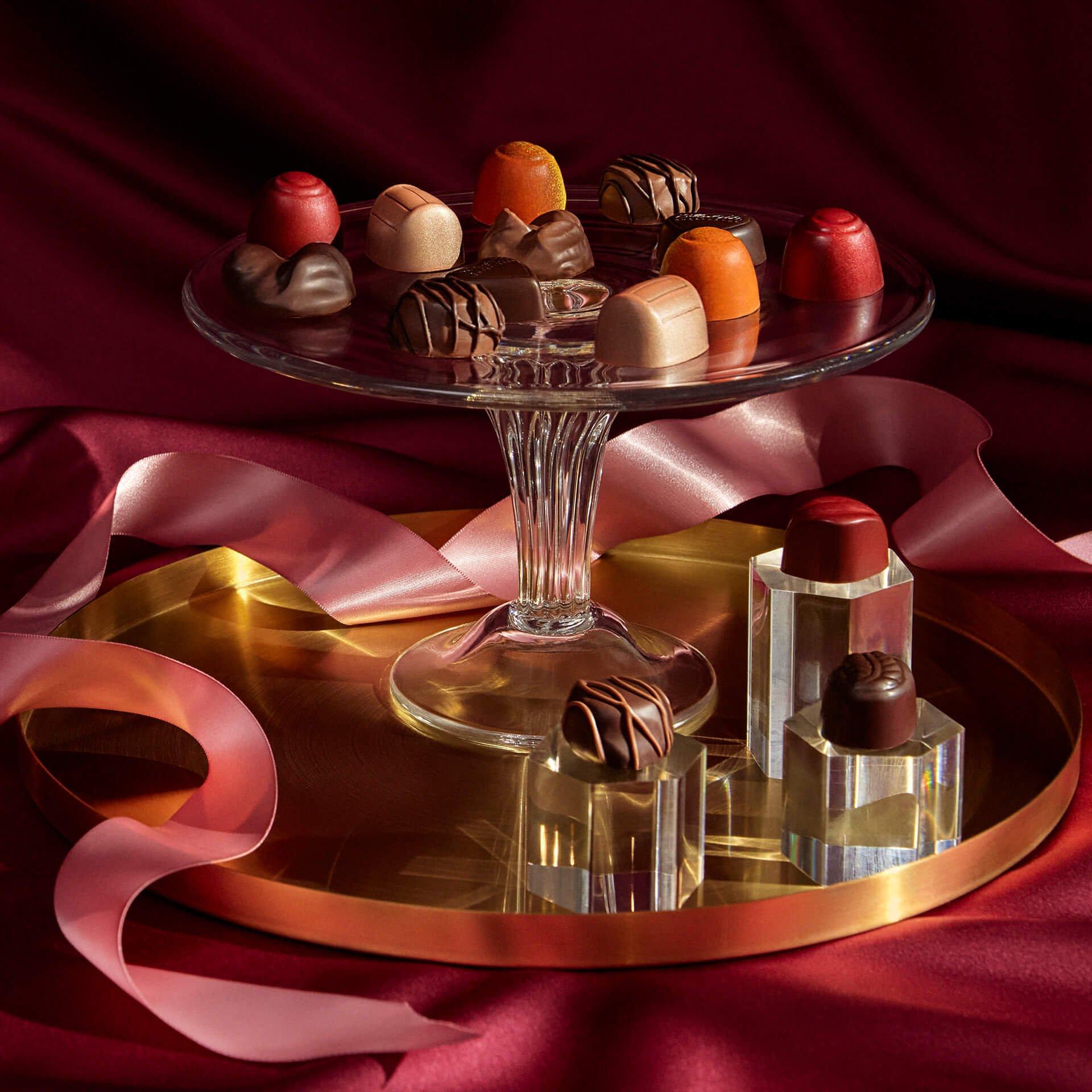 Ethel M Chocolates Assortment of Truffles on Tiered Stand