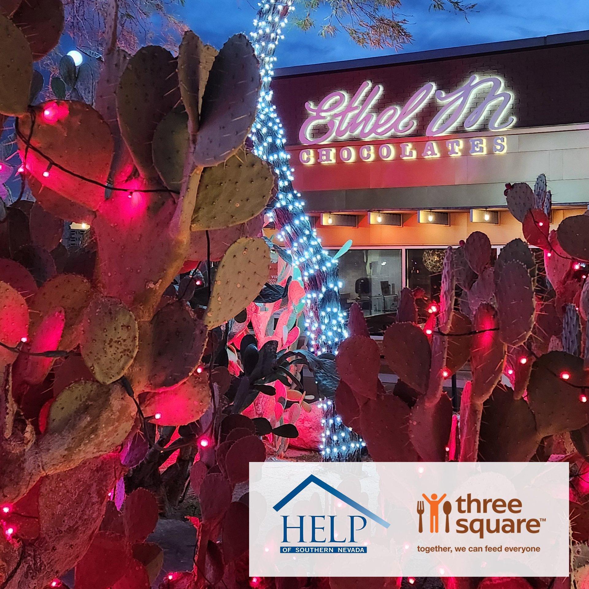 Ethel M Chocolates Holiday Cactus Garden with local charity logos