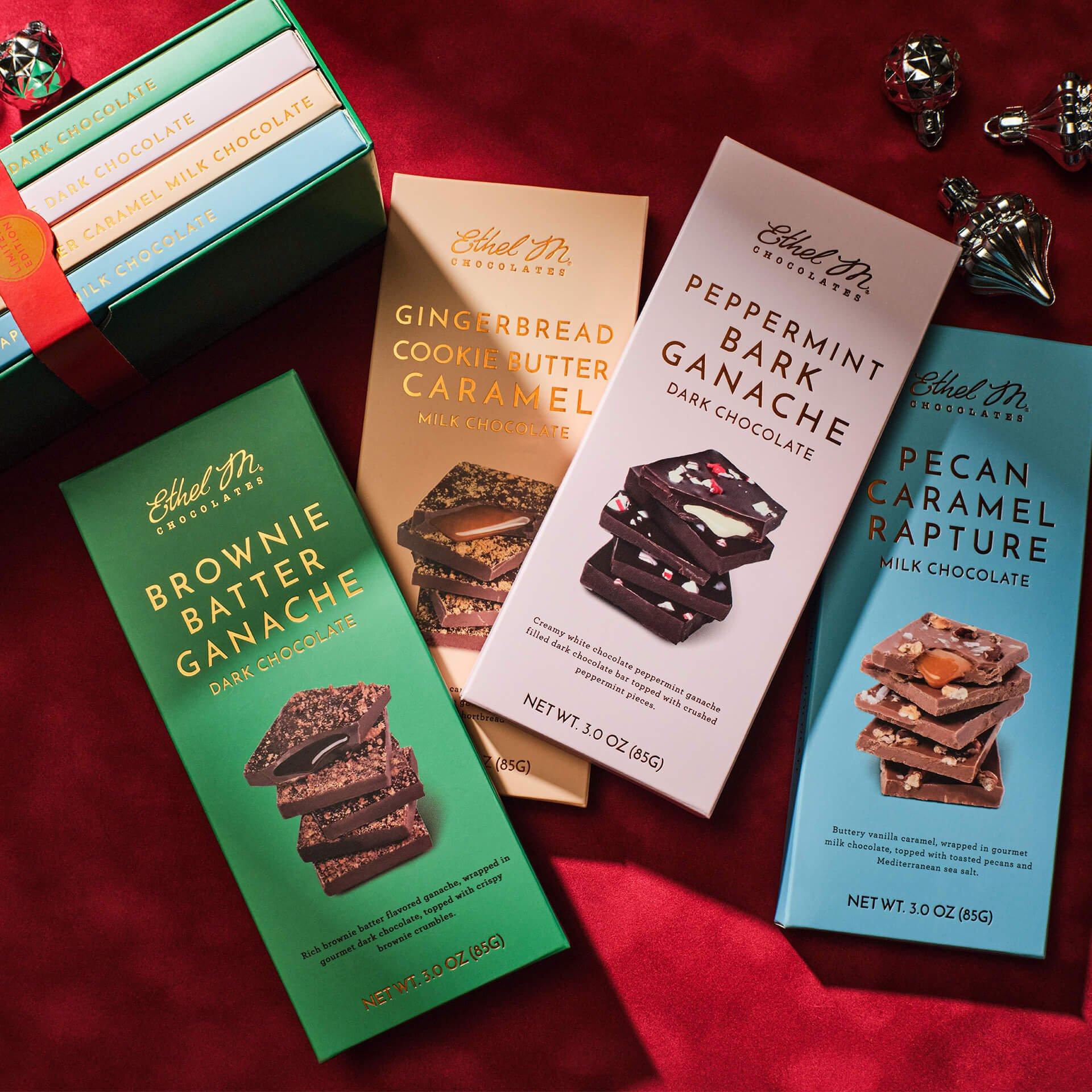 Ethel M Chocolates Holiday Luxe Library Chocolate Bars