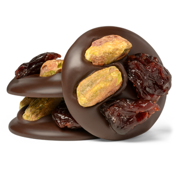 Dark Chocolate Pistachio Cherry Mendiant 1