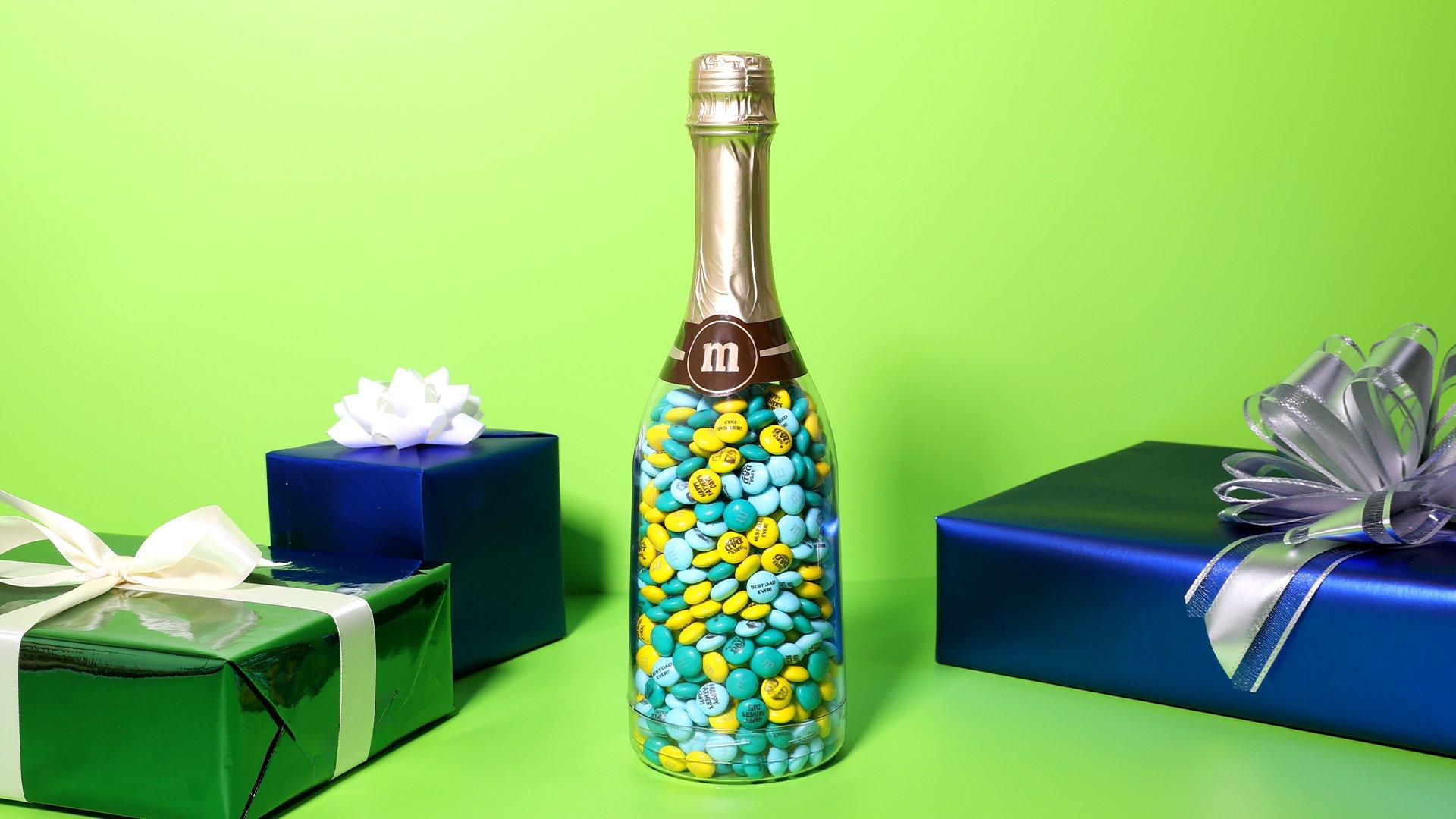 gift bottle surrounded by wrapped presents
