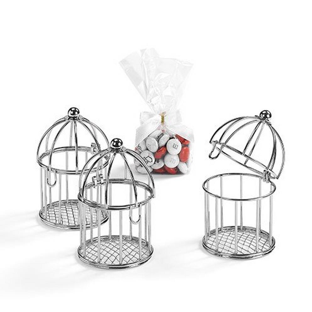 Pack of  10 chic silver birdcage favours to fill 1