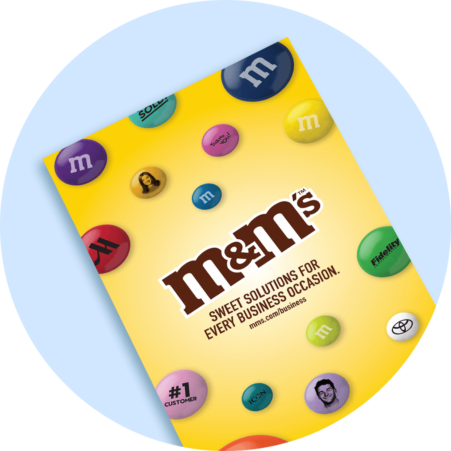 front shot of the M&M'S Business Brochure: Sweet solutions for every business occasion