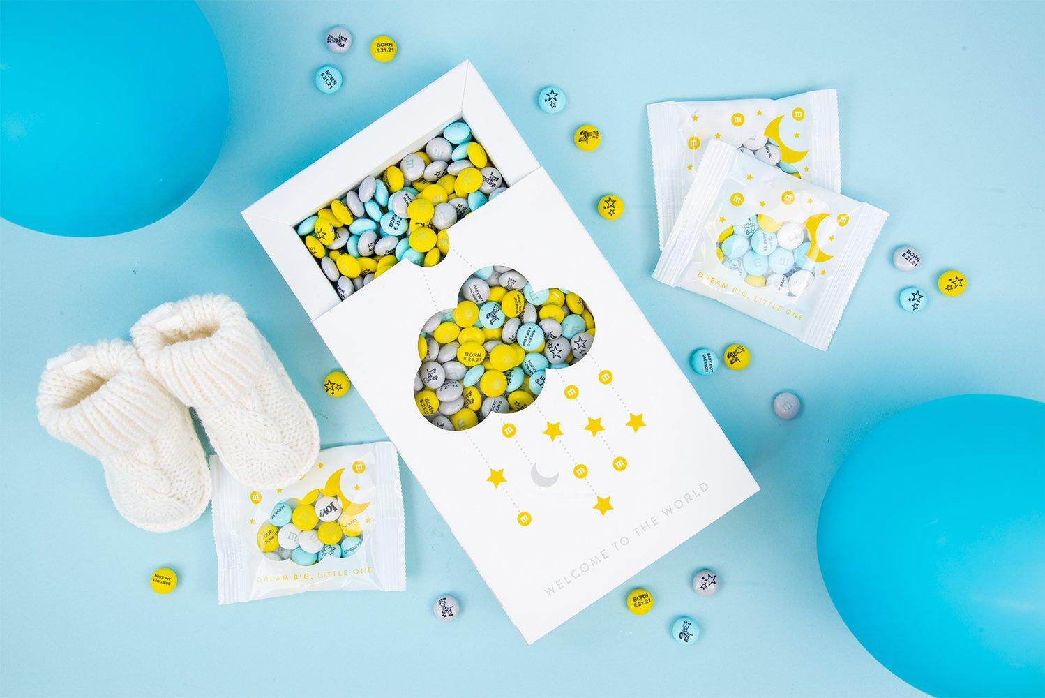 welcome to the world baby gift box filled with personalized M&M'S