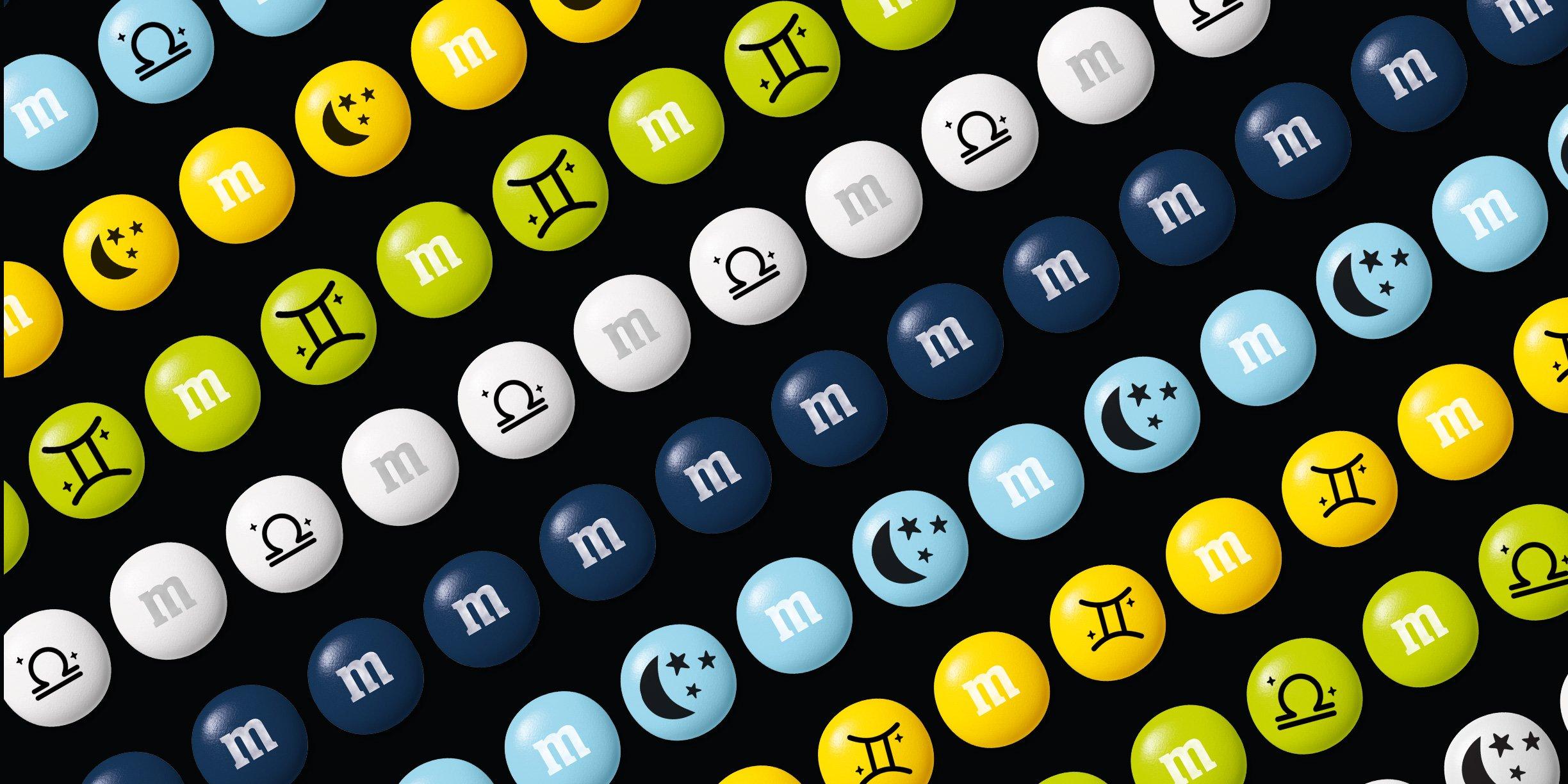 M&M'S lentils in a pattern with zodiac sign clip art