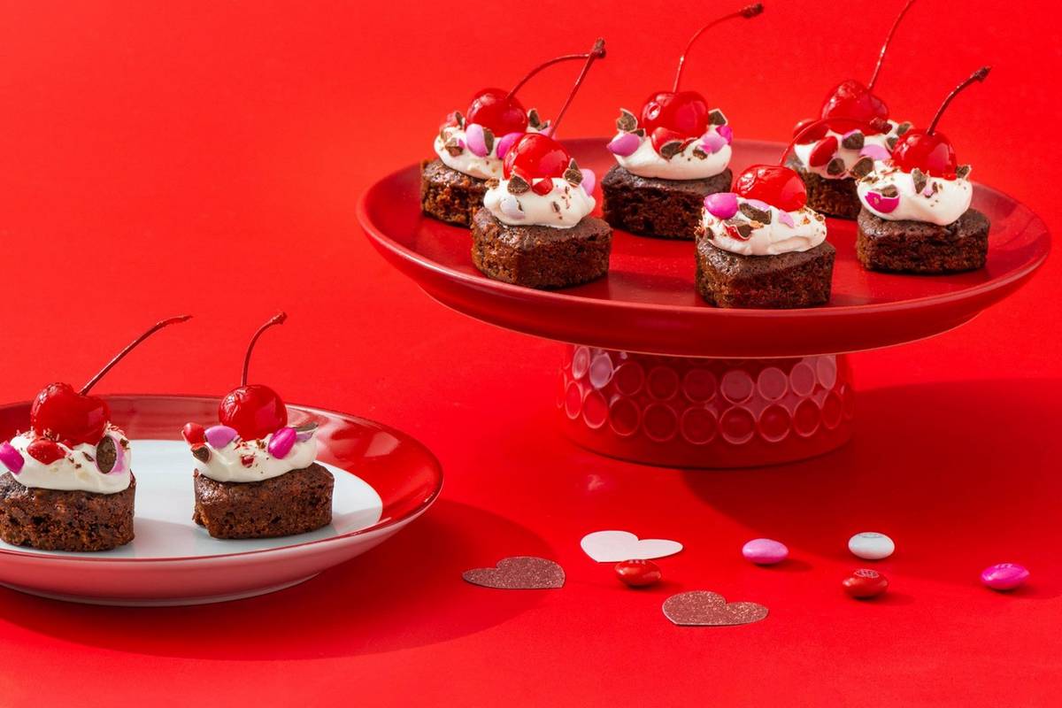black forest cake bites on a plate