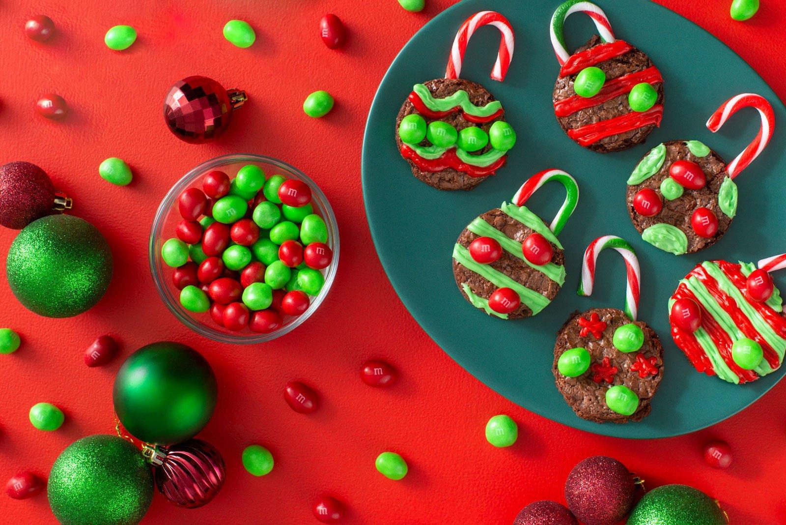 brownie ornaments on a plate