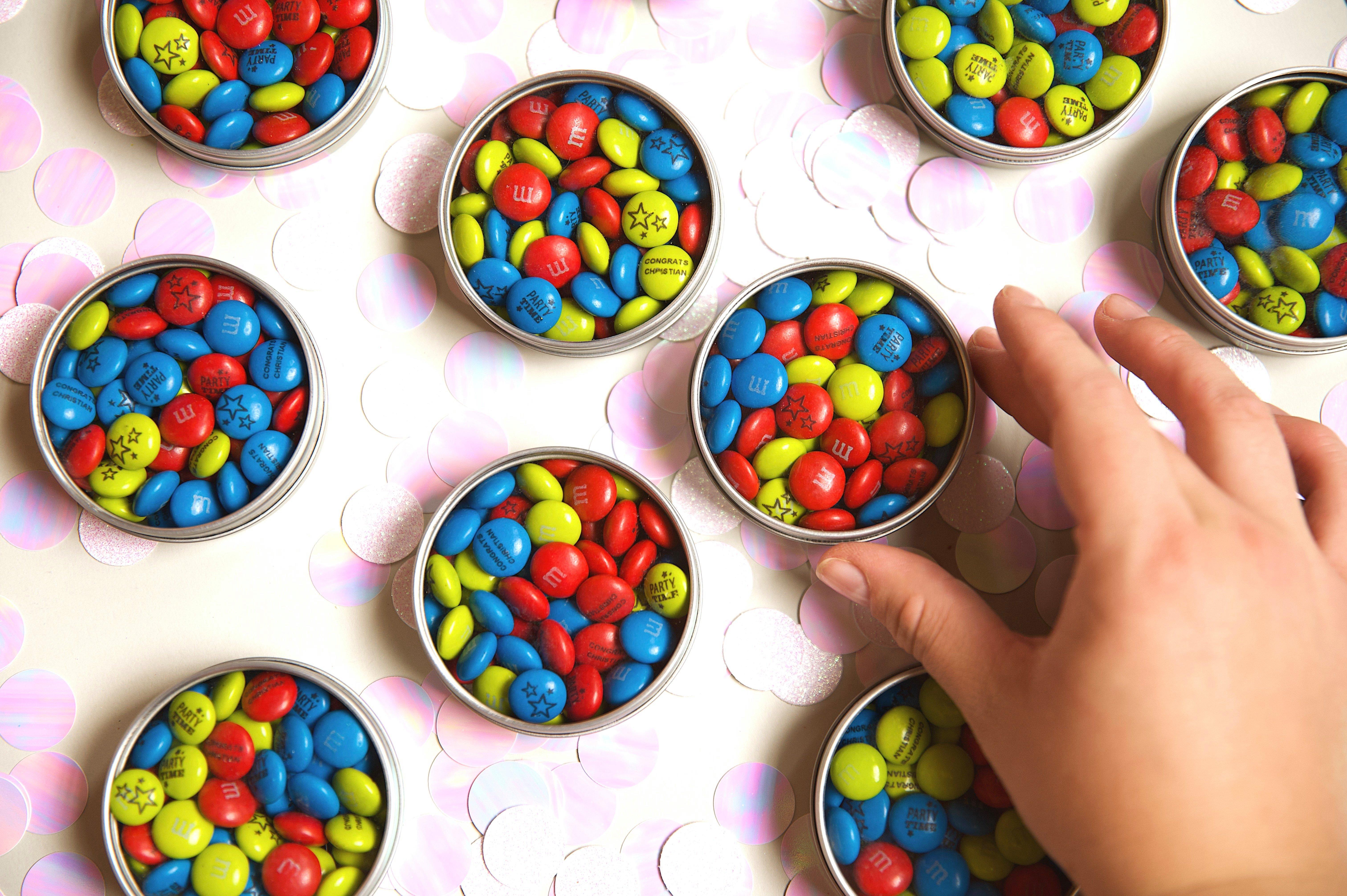personalized M&M'S favor tins
