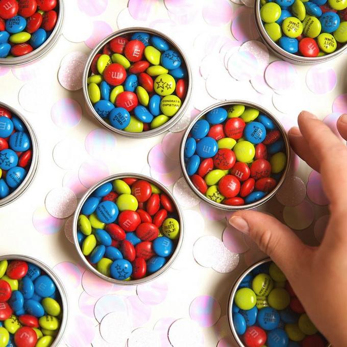personalized M&M'S favor tins